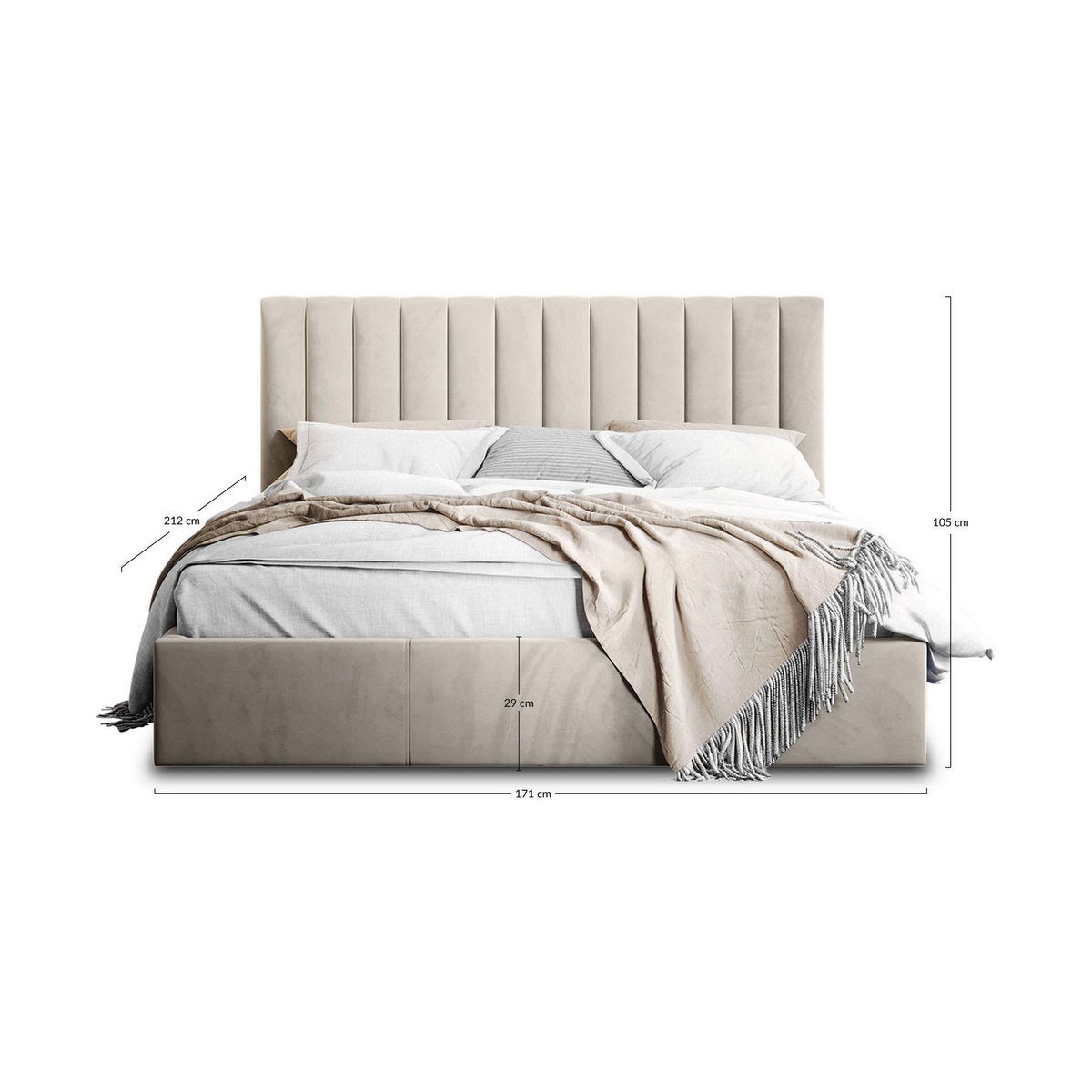 BEST MOBILIER Rosario - lit coffre - 160x200 - sommier inclus - en velours