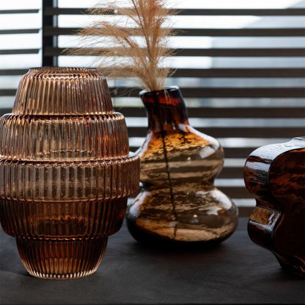 Paris Prix Vase Design en Verre  Max  30cm Marron