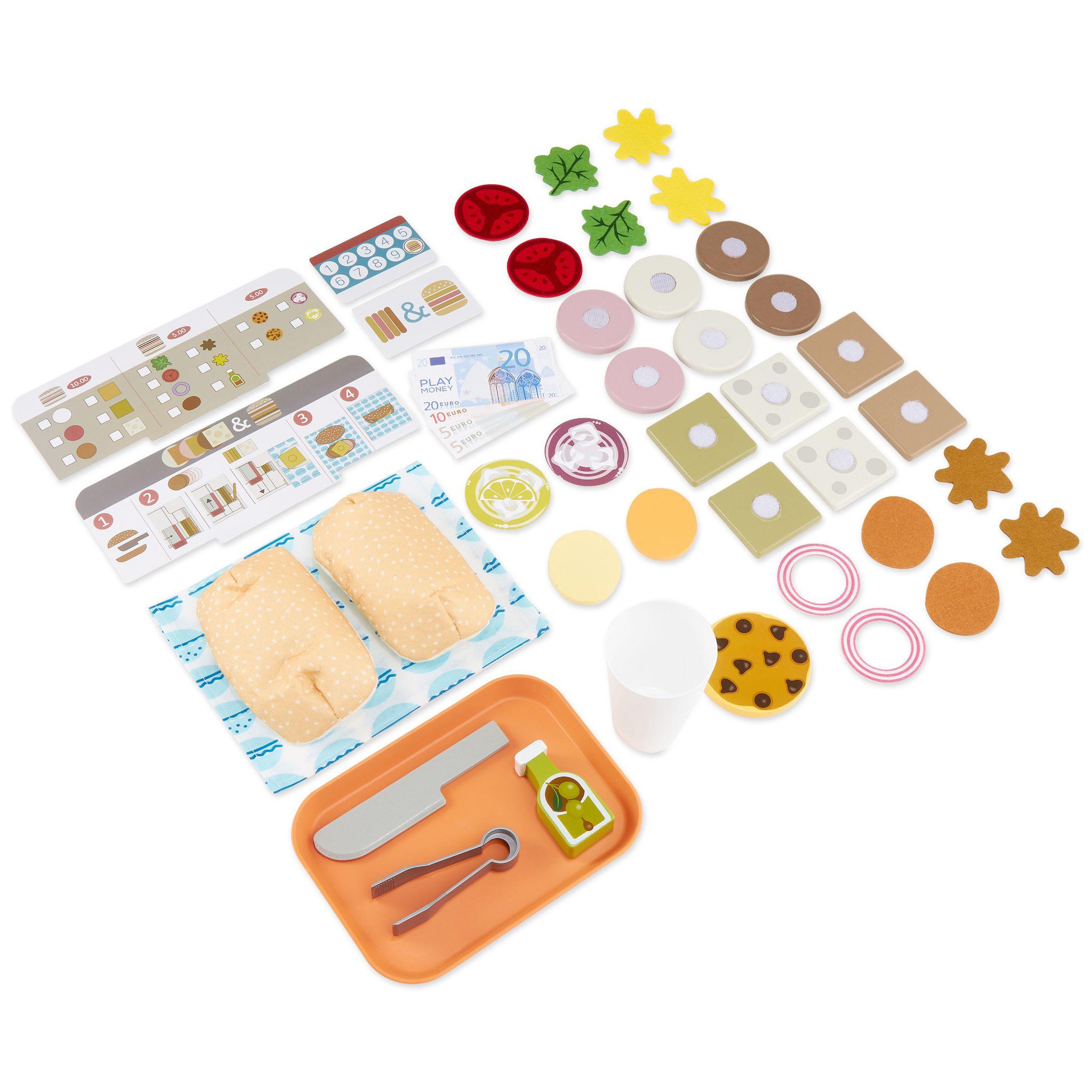 Voir la diapositive 6 : MAMABRUM Marchande à Sandwichs en Bois pour Enfants avec Accessoires, dès 3 Anss-