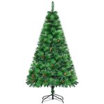 HOMCOM Sapin de Noël artificiel 782 branches épines grand réalisme avec pommes de pin - hauteur 180 cm vert