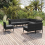 Voir la diapositive 1 : VIDAXL Salon de jardin 9 pcs avec coussins Resine tressee Noir