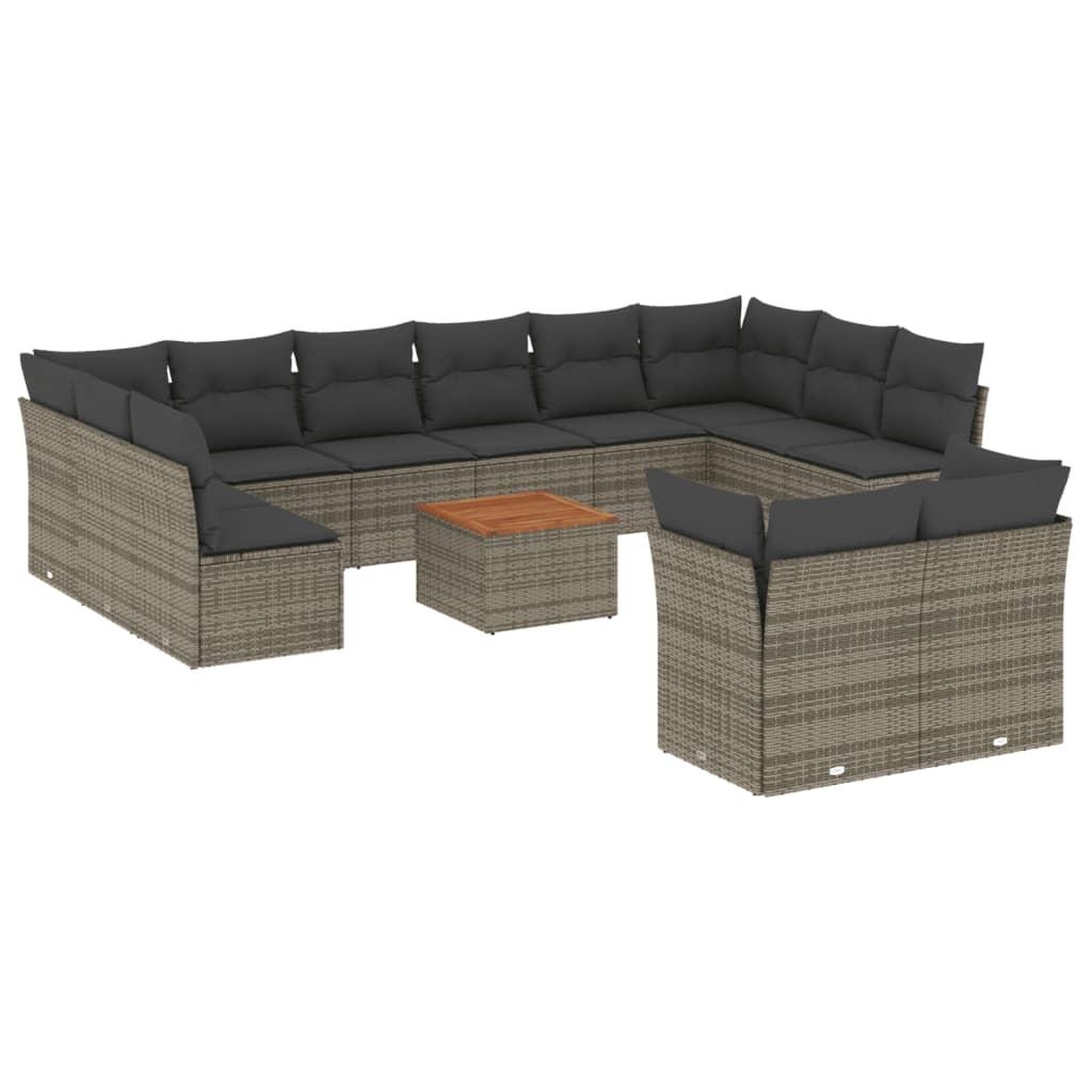 Voir la diapositive 2 : VIDAXL Salon de jardin avec coussins 13 pcs gris resine tressee