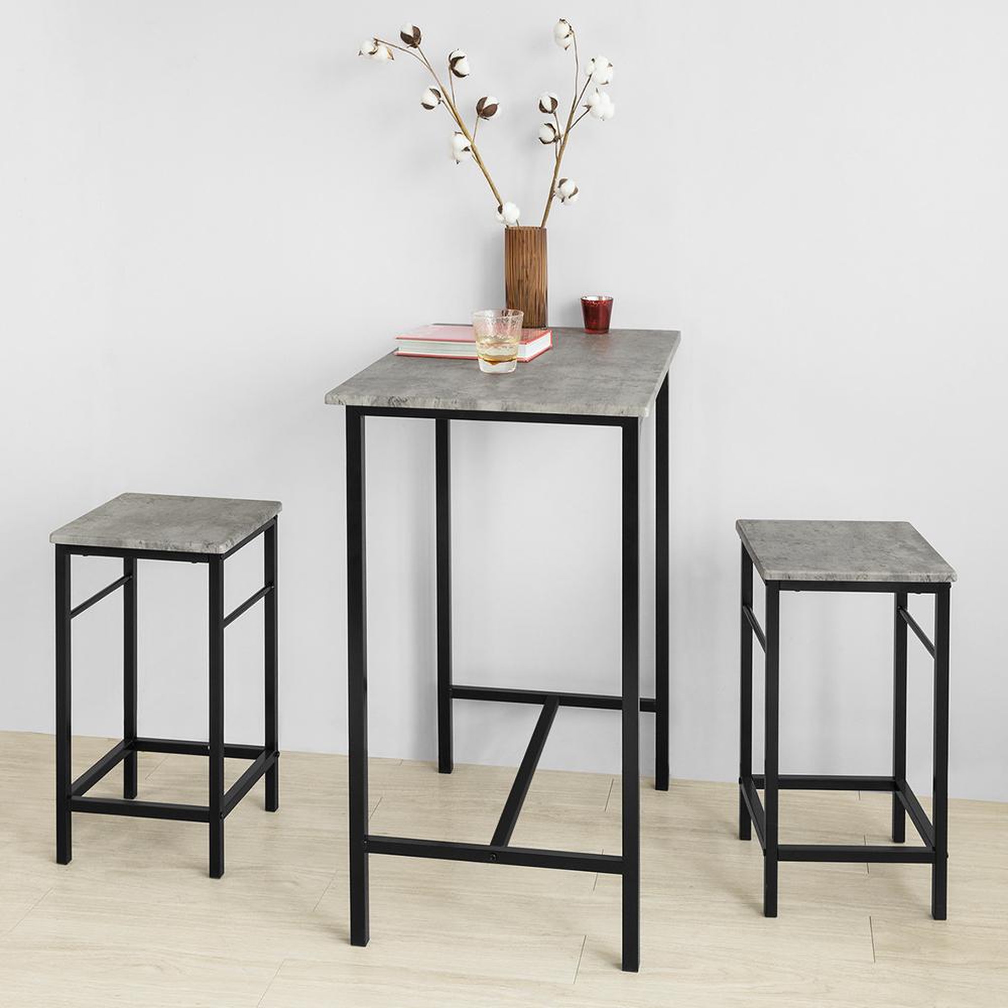 Voir la diapositive 2 : SOBUY SoBuy - Ensemble Table Et 2 Tabourets - Industriel - OGT10