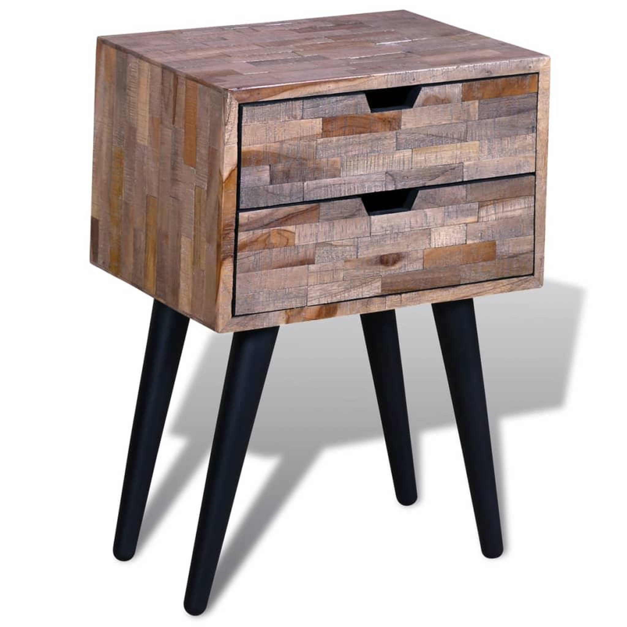 Voir la diapositive 4 : VIDAXL Table de chevet avec 2 tiroirs Bois de teck recycle