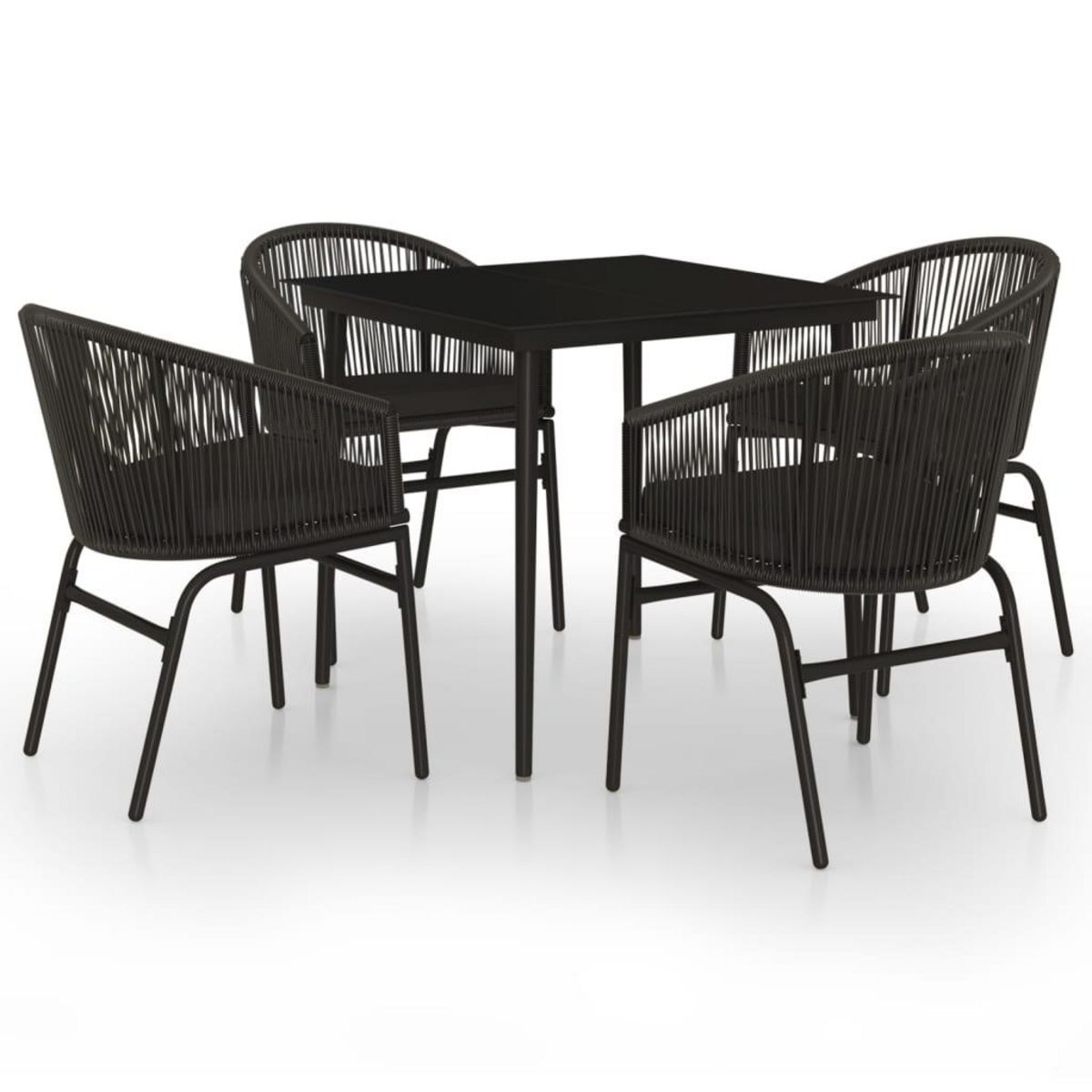 VIDAXL Ensemble a manger de jardin 5 pcs Noir