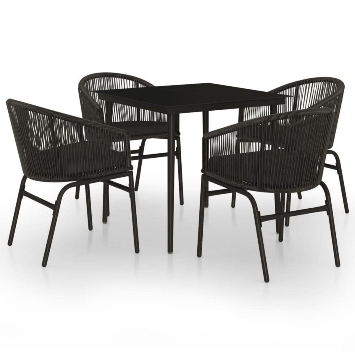 VIDAXL Ensemble a manger de jardin 5 pcs Noir