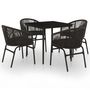 Voir la diapositive 2 : VIDAXL Ensemble a manger de jardin 5 pcs Noir