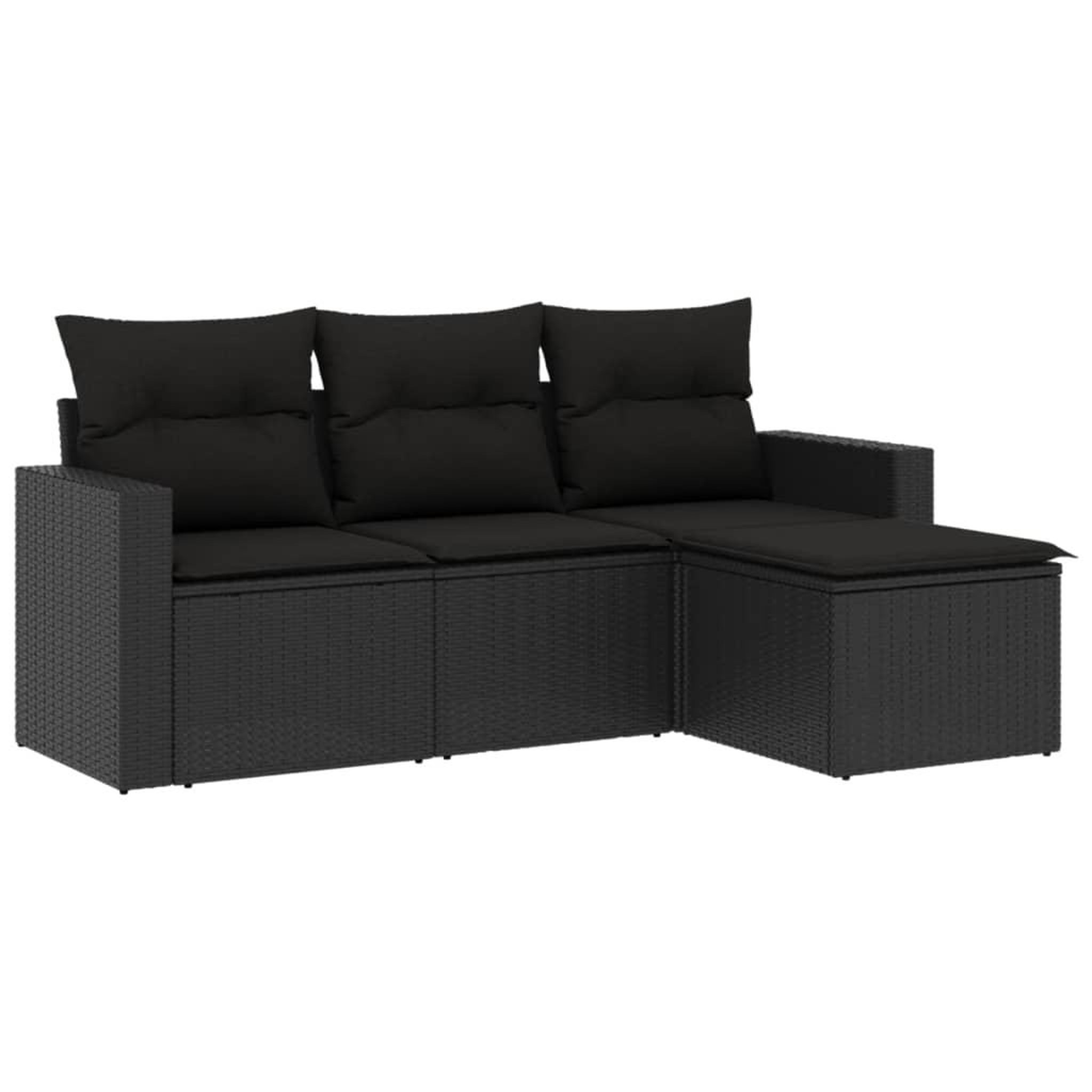 Voir la diapositive 2 : VIDAXL Salon de jardin 4 pcs avec coussins noir resine tressee
