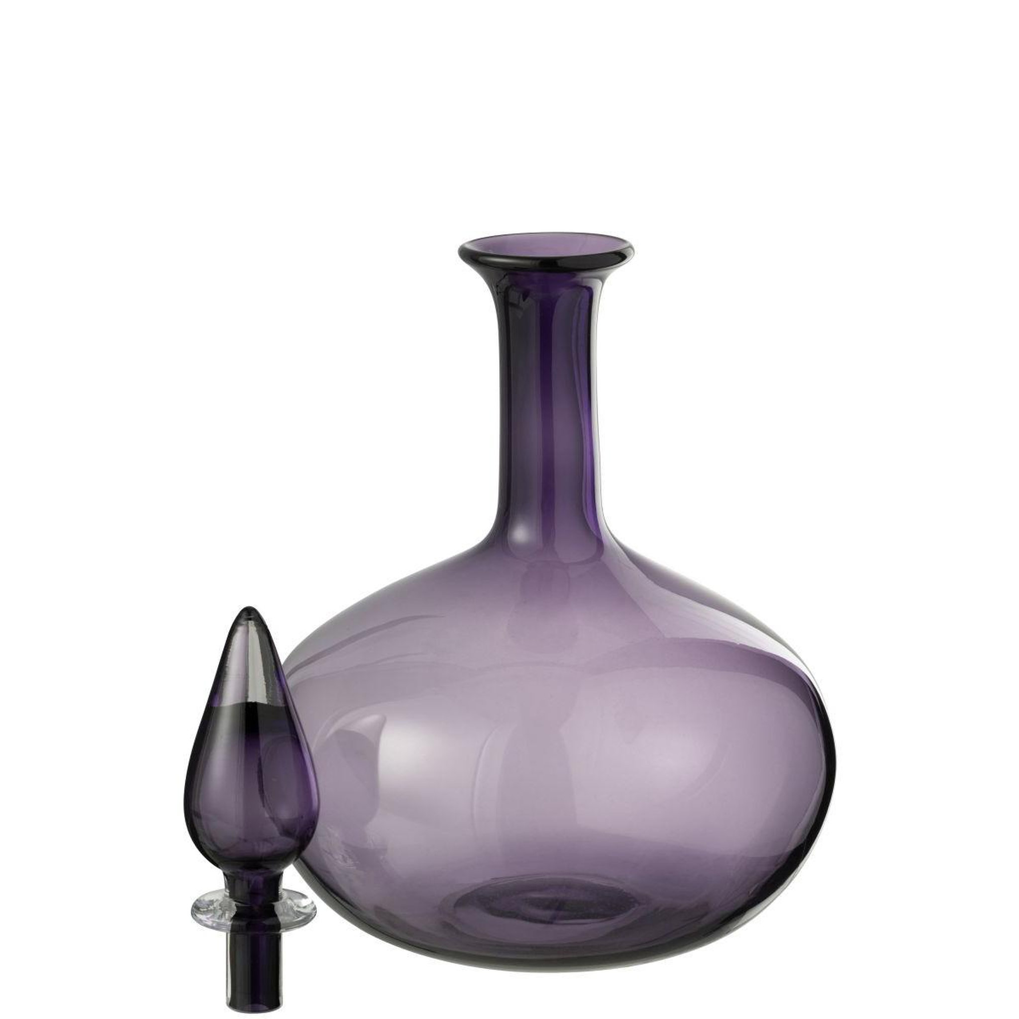 Voir la diapositive 2 : J-LINE Vase bouchon en verre  herschel  33cm mauve