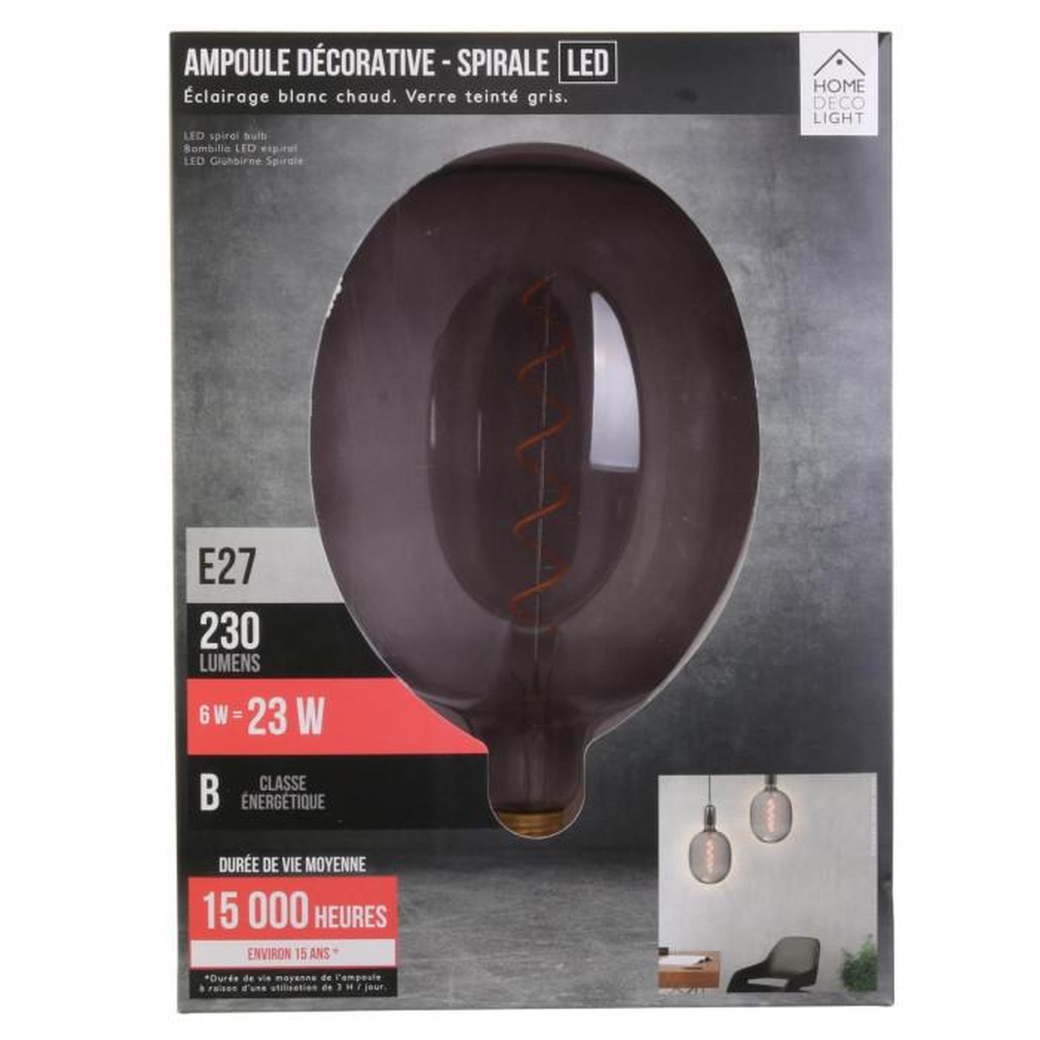 Voir la diapositive 2 : Paris Prix Ampoule Filaments LED  Ovale  6W Gris