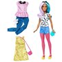 BARBIE Poupée Barbie Fashionistas avec 3 tenues