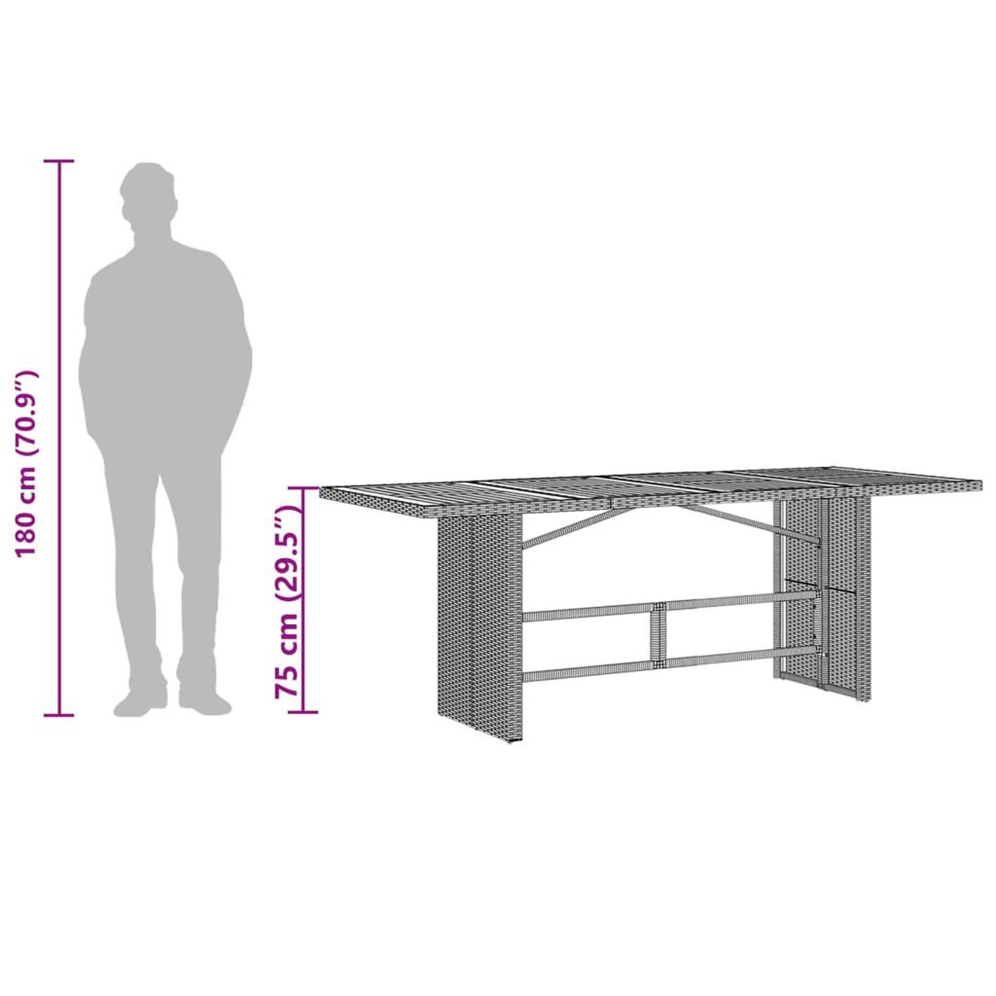 Voir la diapositive 6 : VIDAXL Table de jardin avec dessus en verre beige resine tressee