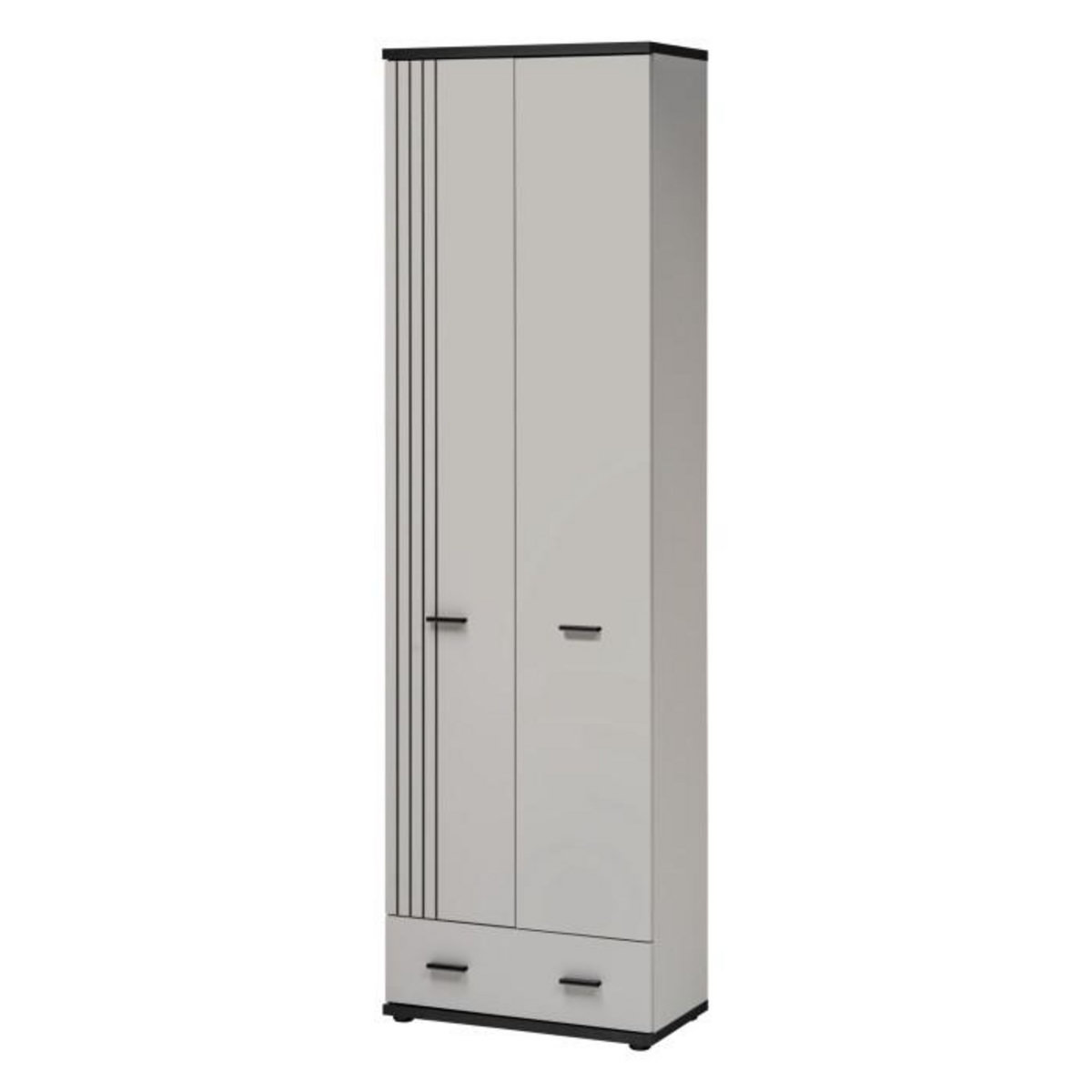 Paris Prix Armoire 2 Portes & 1 Tiroir  Hugo  60cm Gris & Noir