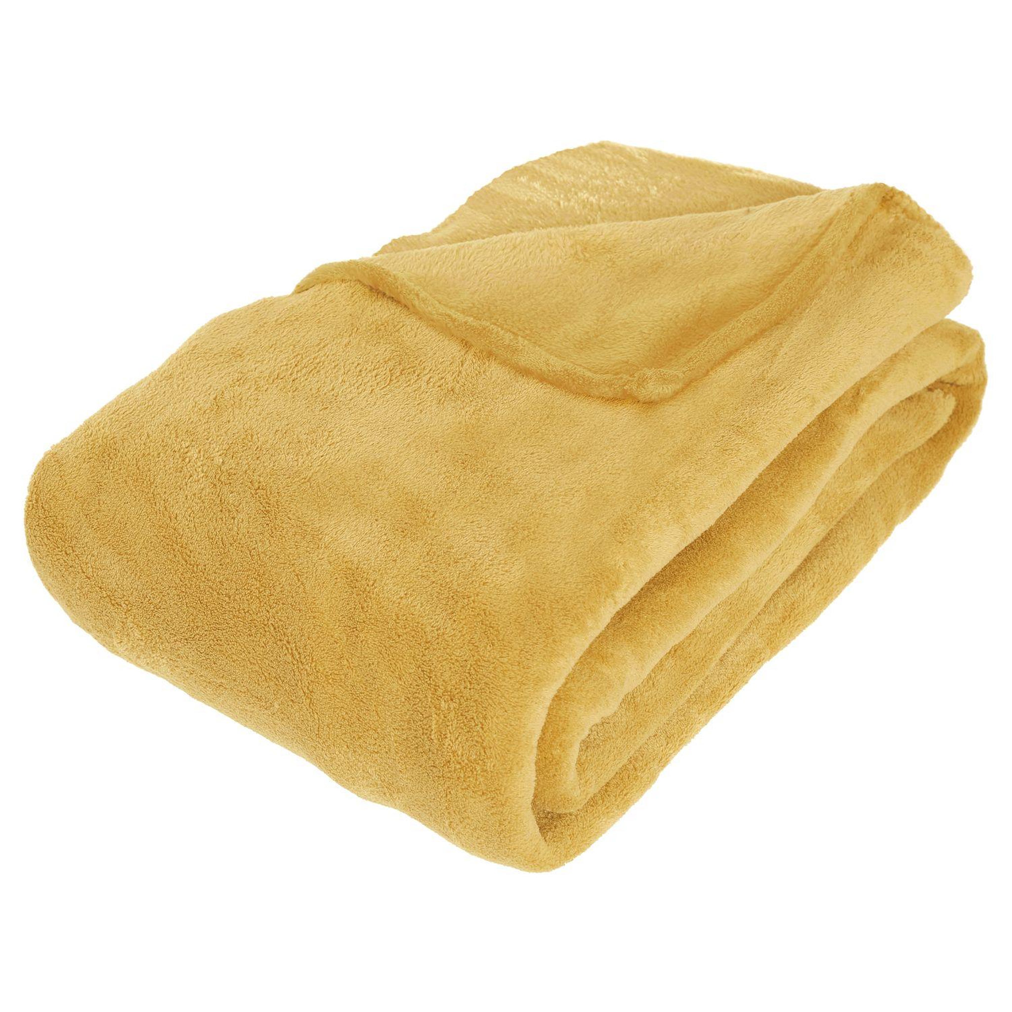 Voir la diapositive 1 : ATMOSPHERA Plaid en Microfibre uni - 230x180 cm - Jaune Ocre
