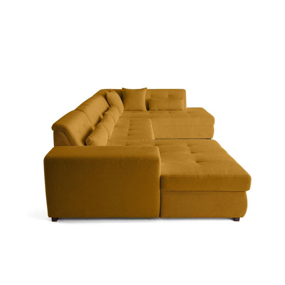 LISA DESIGN Vermont - canapé panoramique d'angle droit - 7 places - en velours côtelé