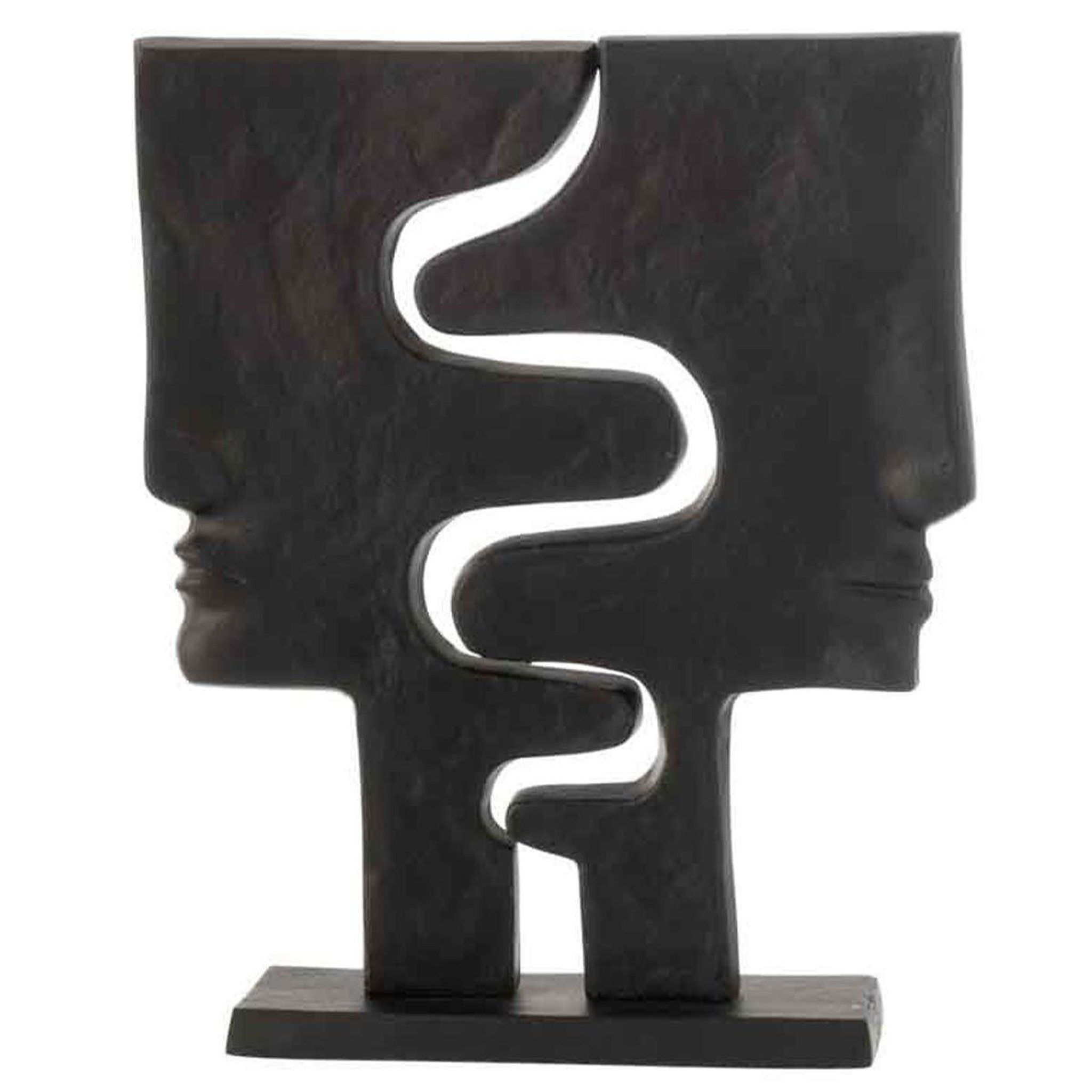 J-LINE Statuette déco  visages imbriqués  38cm noir