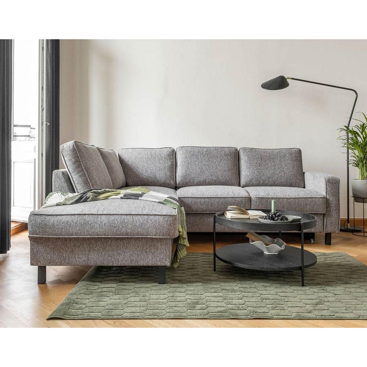 BEST MOBILIER Molly - canapé d'angle gauche 5 places convertible en tissu
