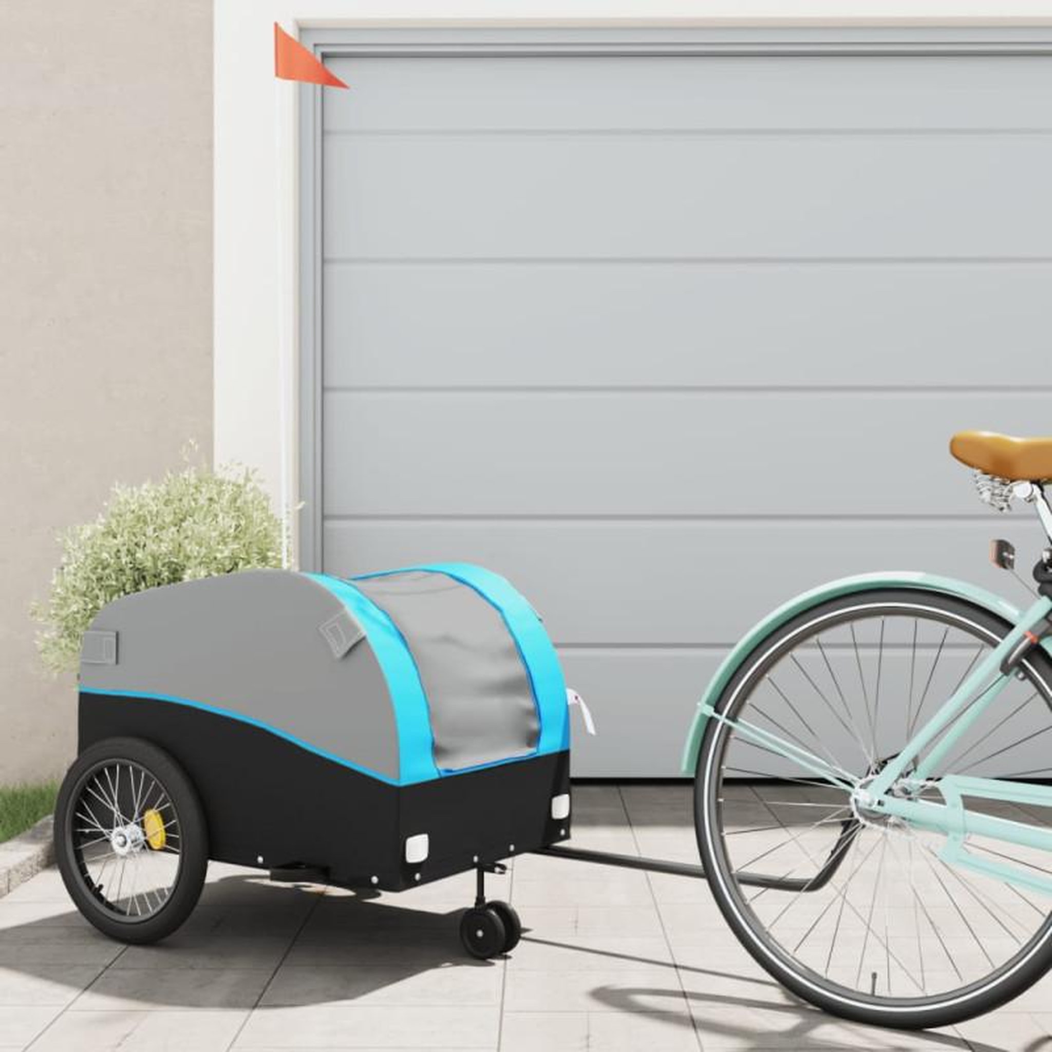 VIDAXL Remorque de vélo noir et bleu 45 kg fer