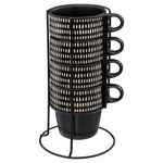SECRET DE GOURMET Lot de 4 Mugs sur Rack  Ethnikaa  25cl Noir
