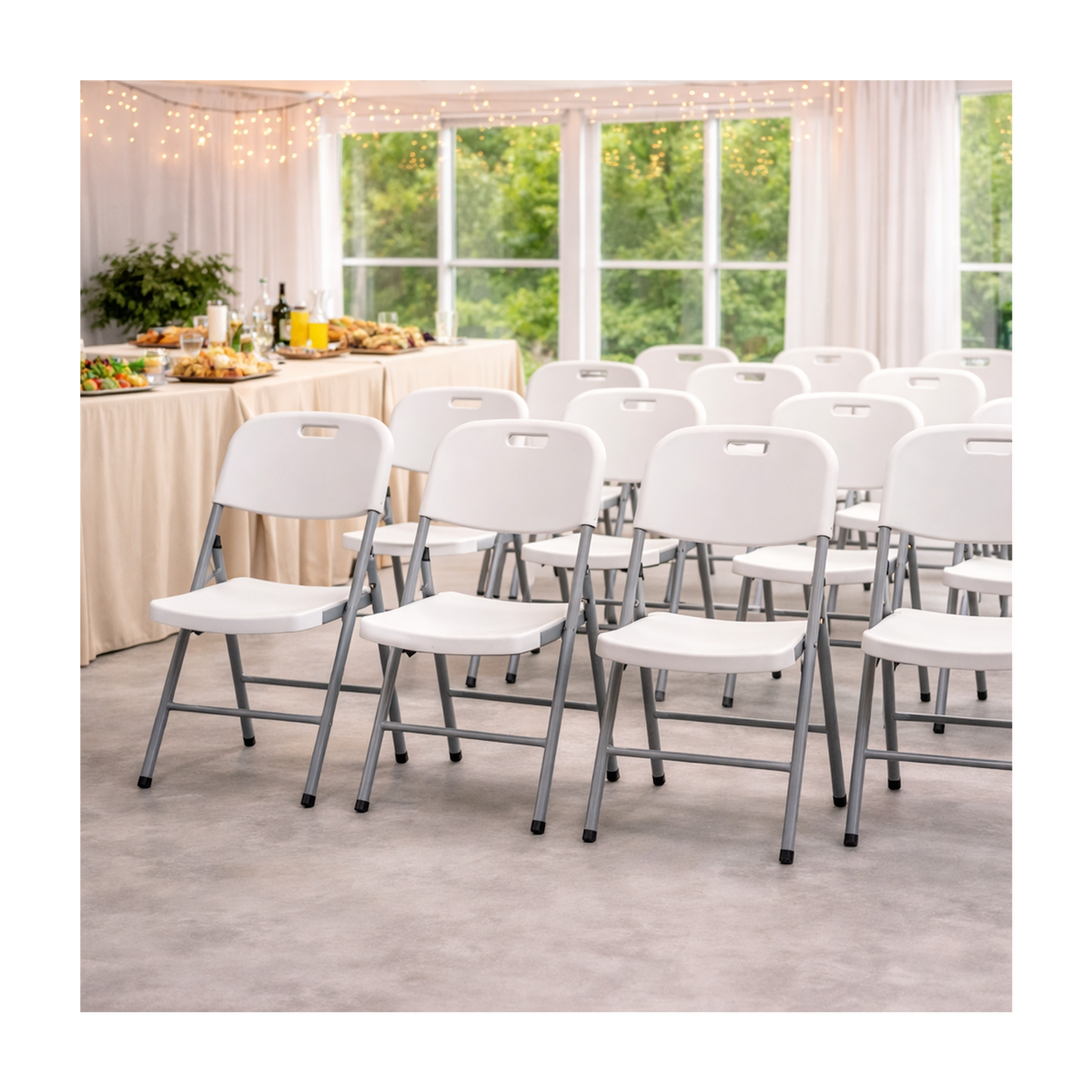 KZ GARDEN Lot de 2 Chaises pliantes blanches Plastique renforcé Chaise Camping Terrasse Réceptions KZGarden
