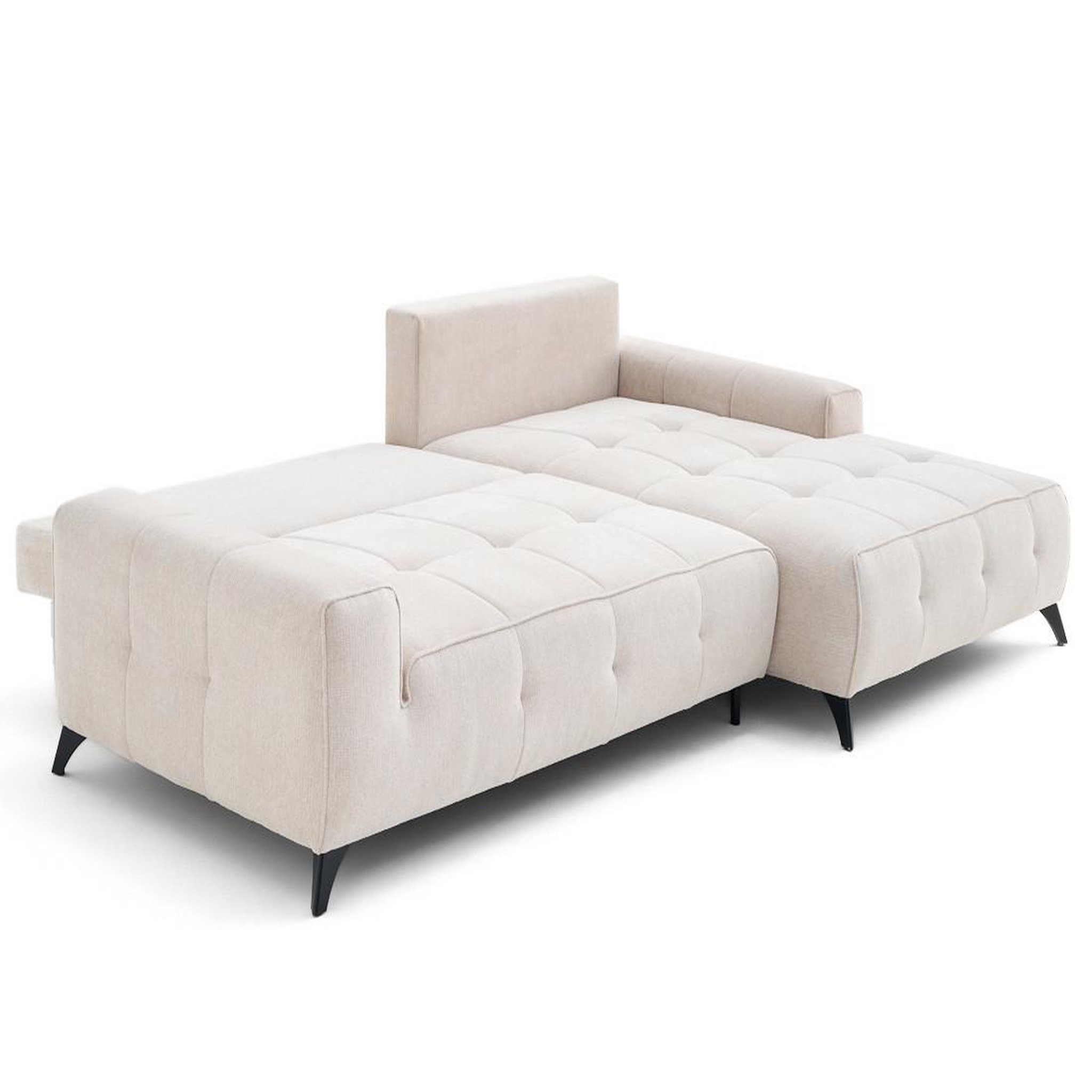 Voir la diapositive 2 : LISA DESIGN Rimini - canapé d'angle droit 4 places convertible avec coffre en tissu texturé