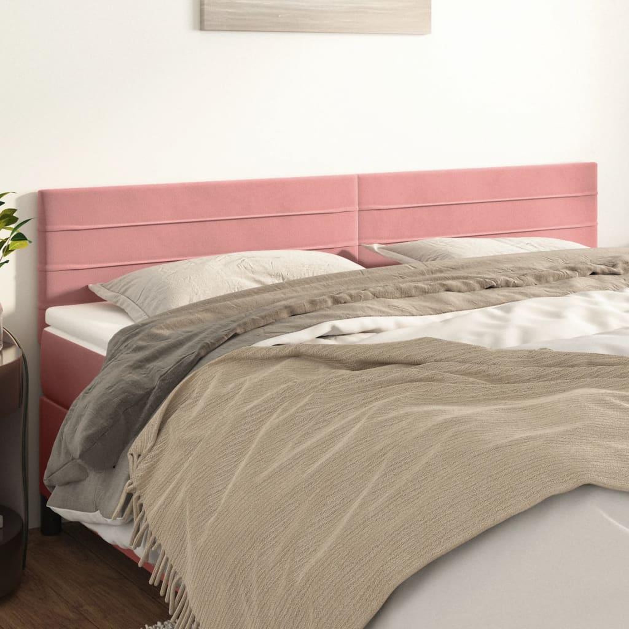 Voir la diapositive 1 : VIDAXL Tetes de lit 2 pcs Rose 80x5x78/88 cm Velours