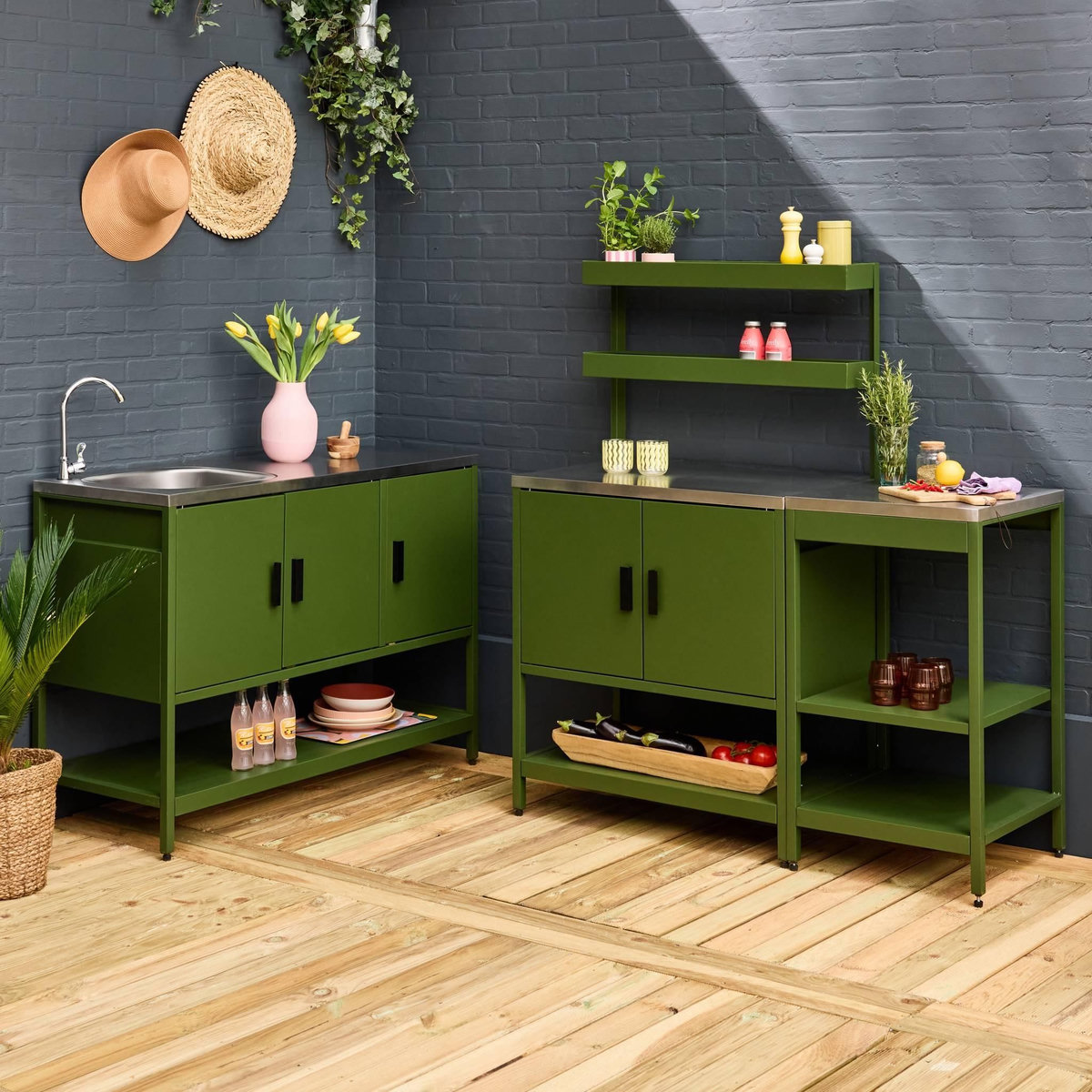 SWEEEK Cuisine extérieure 3 modules en acier inoxydable