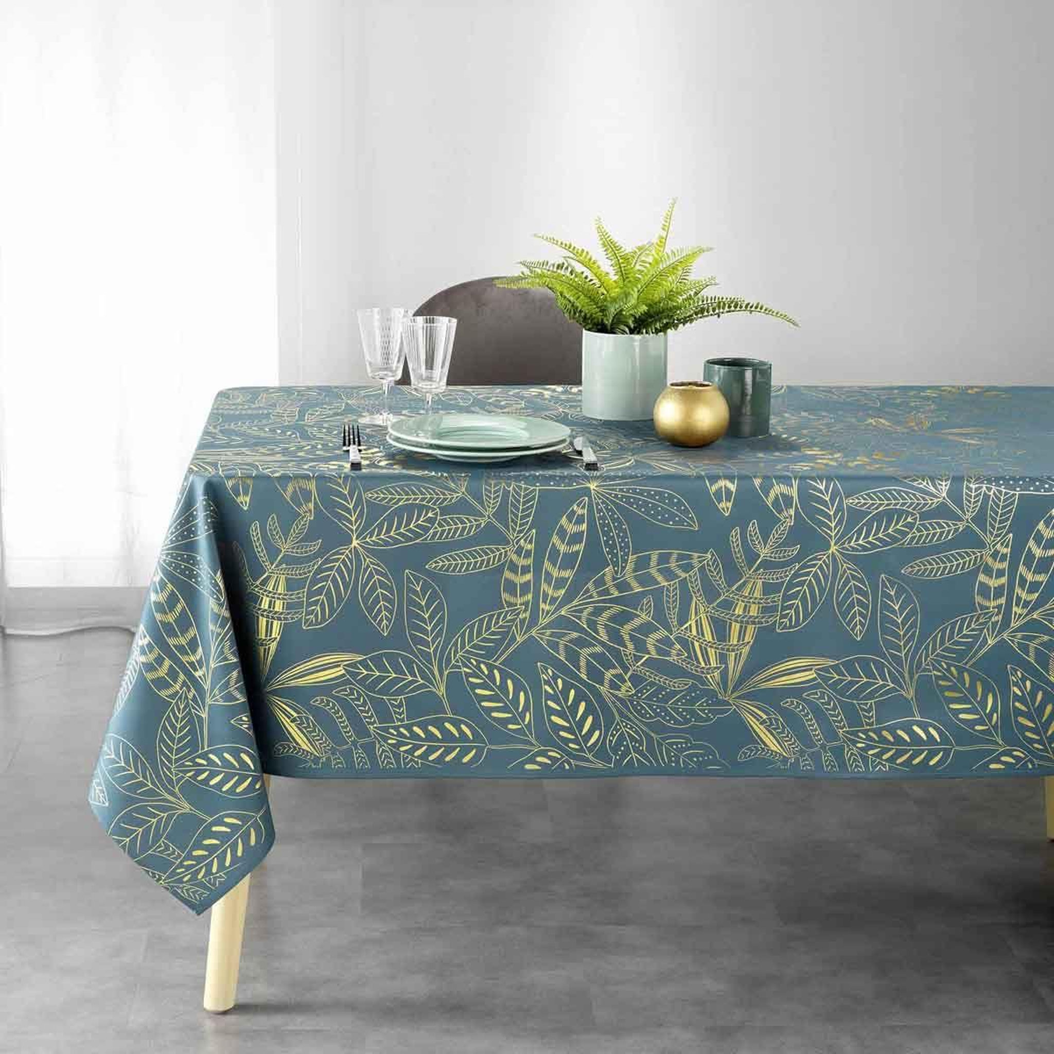 Voir la diapositive 3 : Douceur d'Intérieur Nappe imprimée déco  belflor  150x300cm émeraude