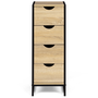 Voir la diapositive 3 : ID MARKET Meuble d'appoint 4 tiroirs DETROIT 30 cm chiffonnier pour entrée salle de bain design industriel