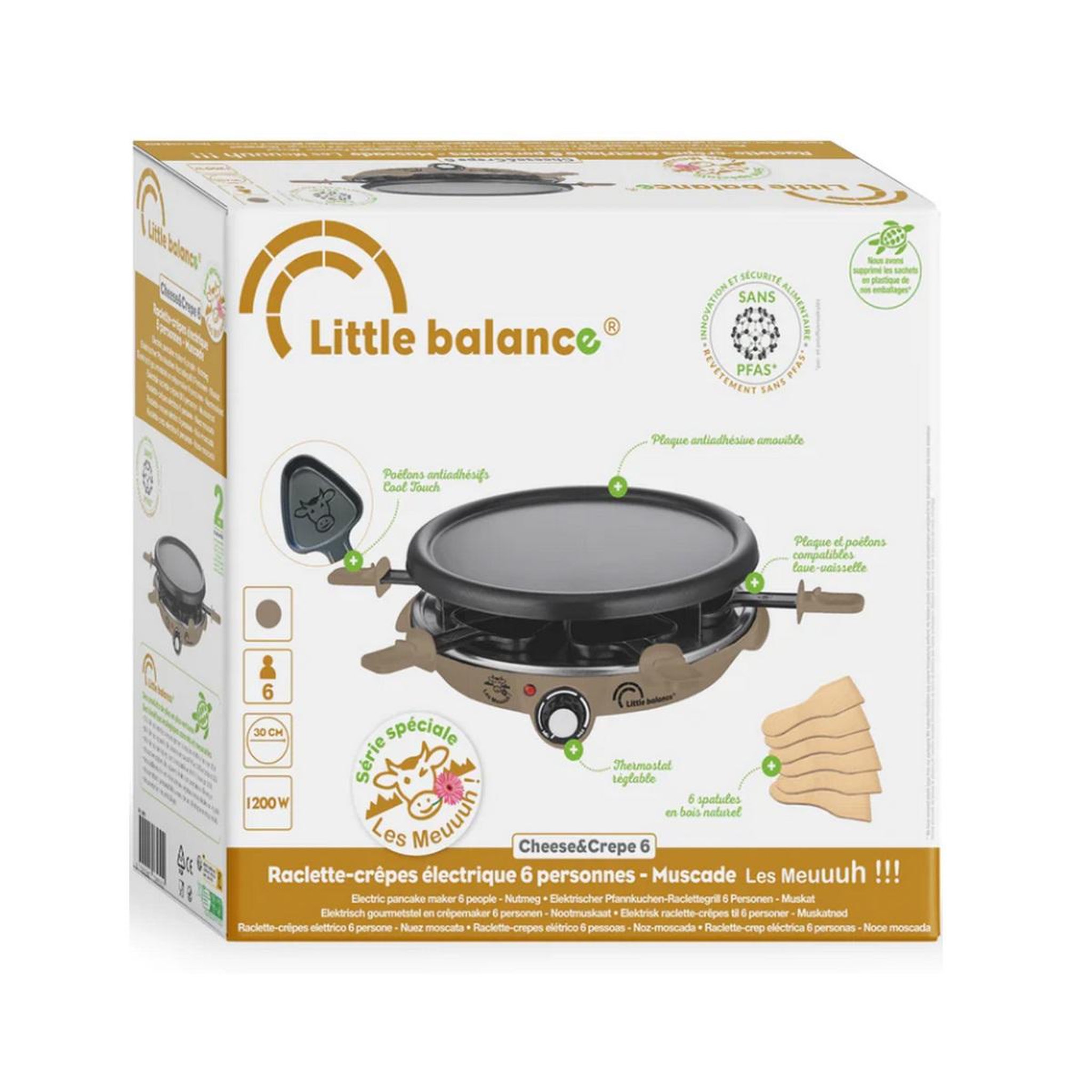 Voir la diapositive 3 : LITTLE BALANCE Appareil à raclette 6 personnes 1200w taupe - 8951