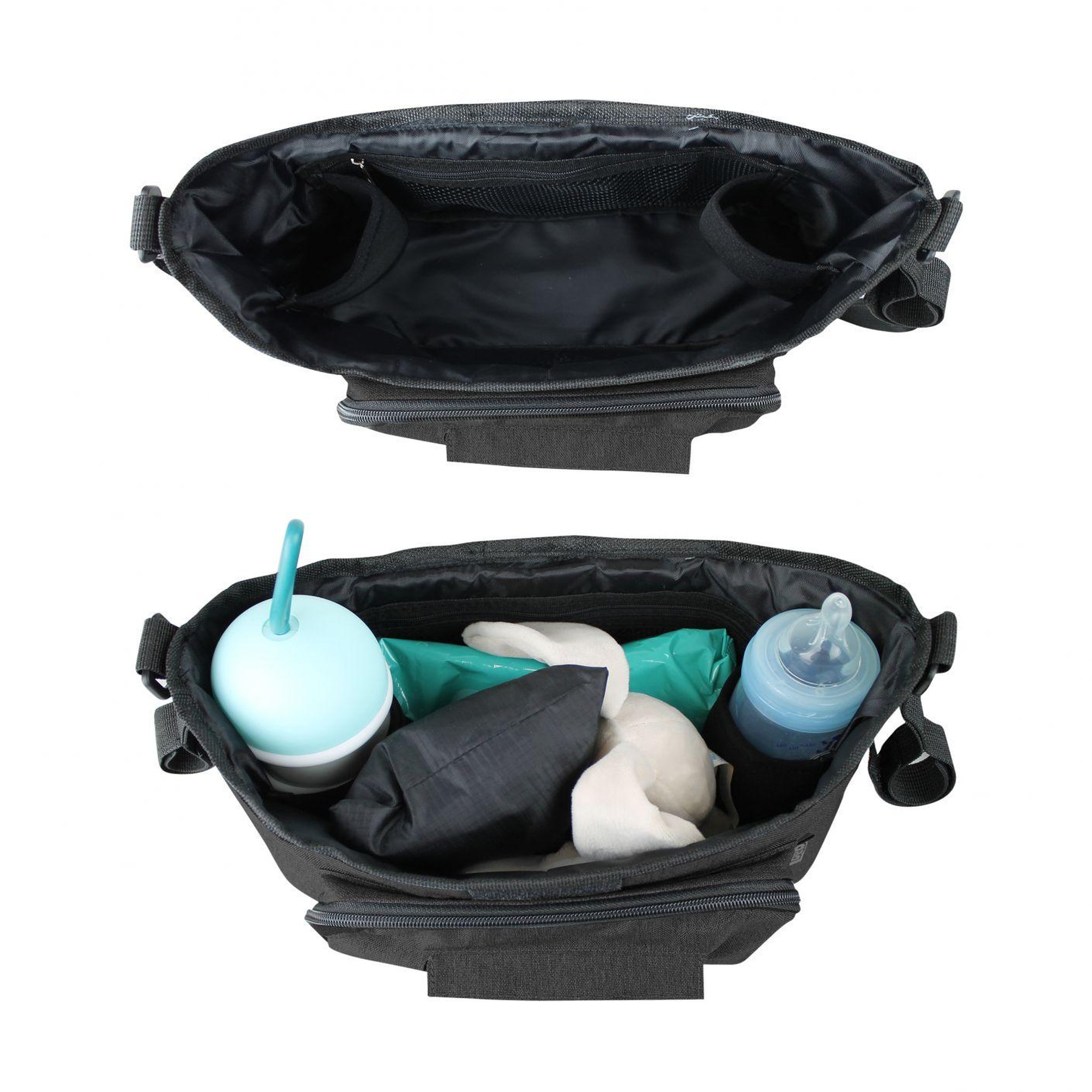 Voir la diapositive 4 : Monsieur Bébé Lot de 2 sacs à langer, de rangement pour poussette - 33 x 16 x 18.5 cm - Noir