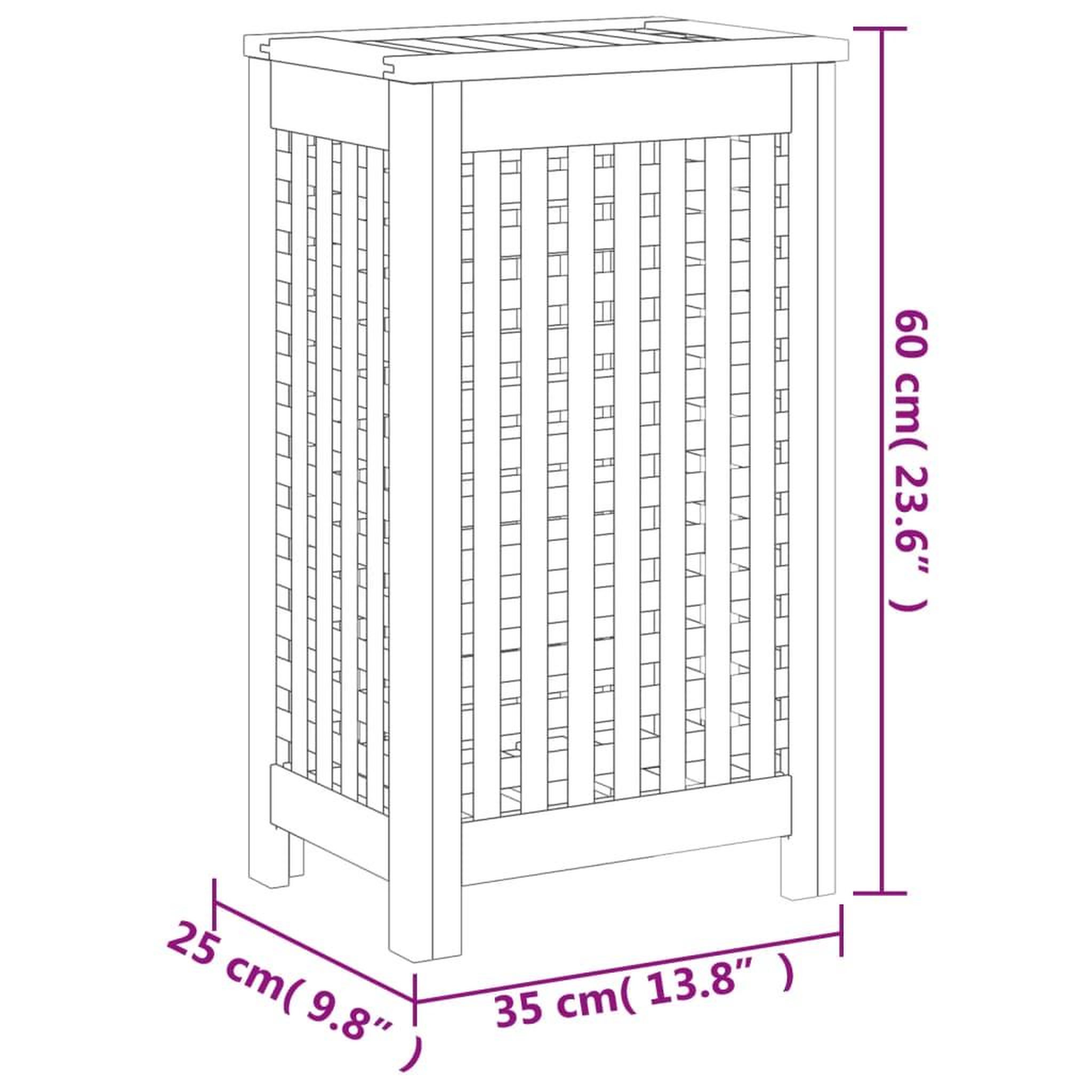 Voir la diapositive 6 : VIDAXL Bac a linge 35x25x60 cm bois de teck massif
