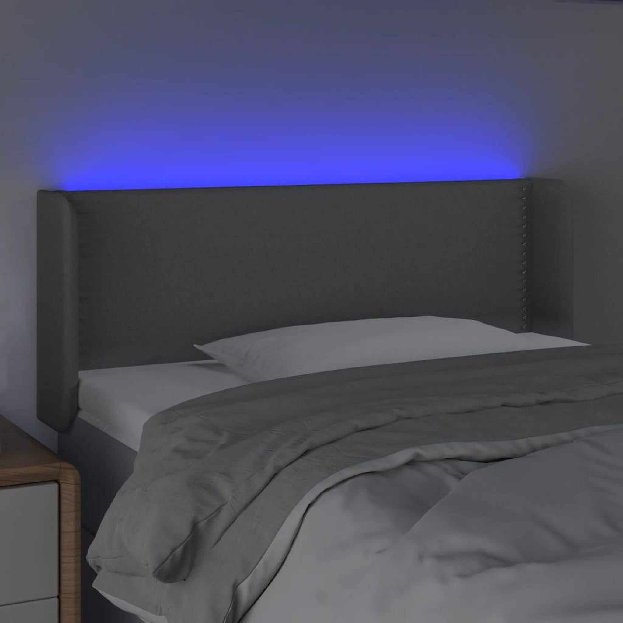 Voir la diapositive 4 : VIDAXL Tete de lit a LED Gris clair 83x16x78/88 cm Tissu