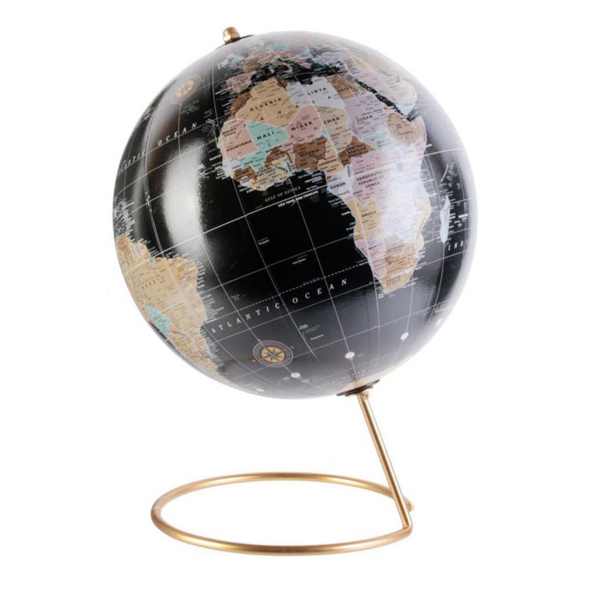The Home Deco Factory Globe terrestre déco  world  29cm noir & or