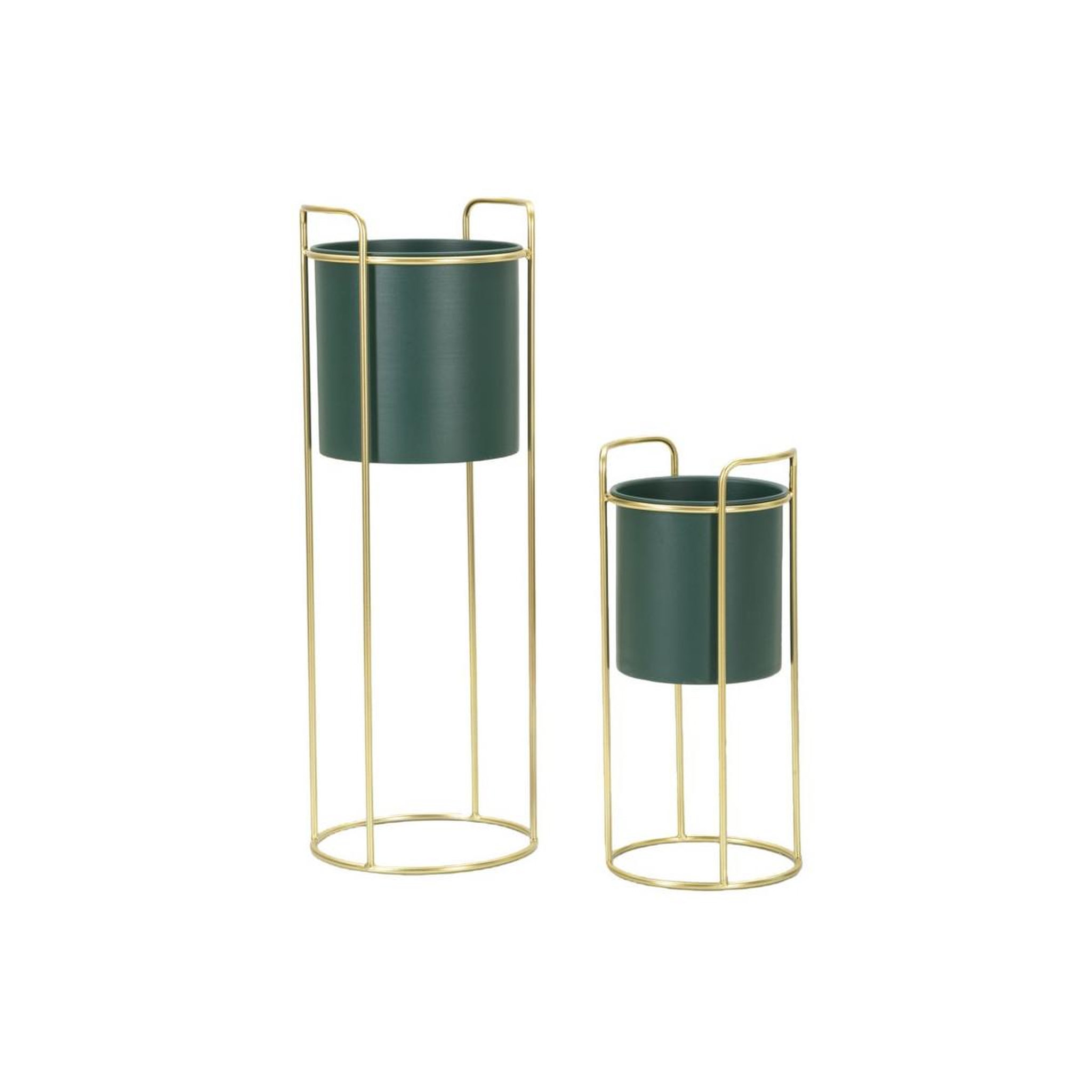 Paris Prix Lot de 2 cache-pots sur pied  grent slim  70cm vert & or