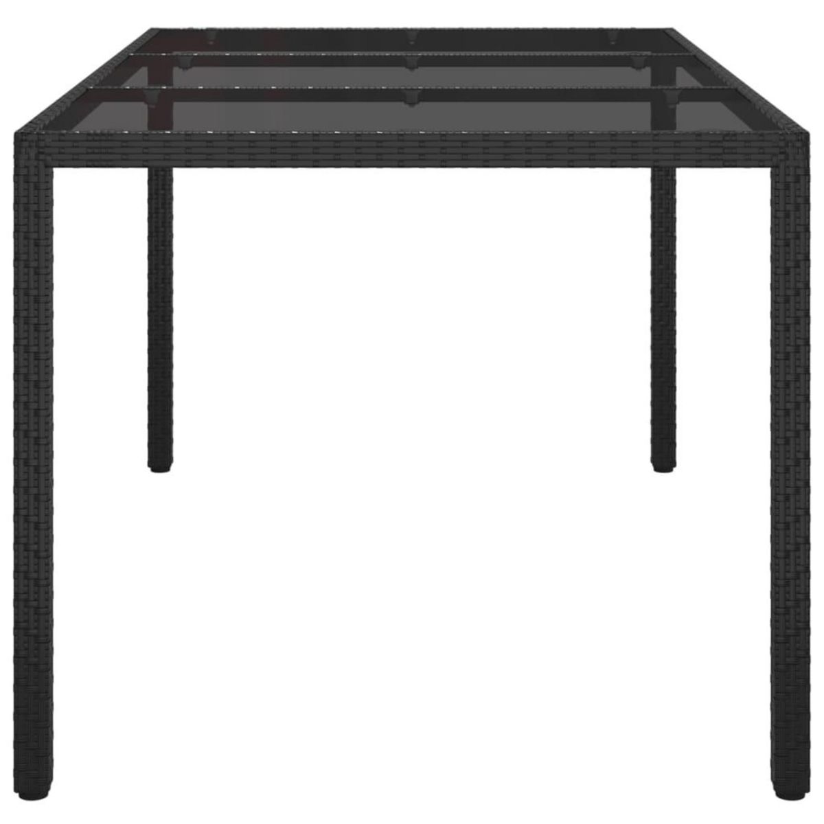 VIDAXL Table de jardin 150x90x75cm Verre trempe et resine tressee Noir