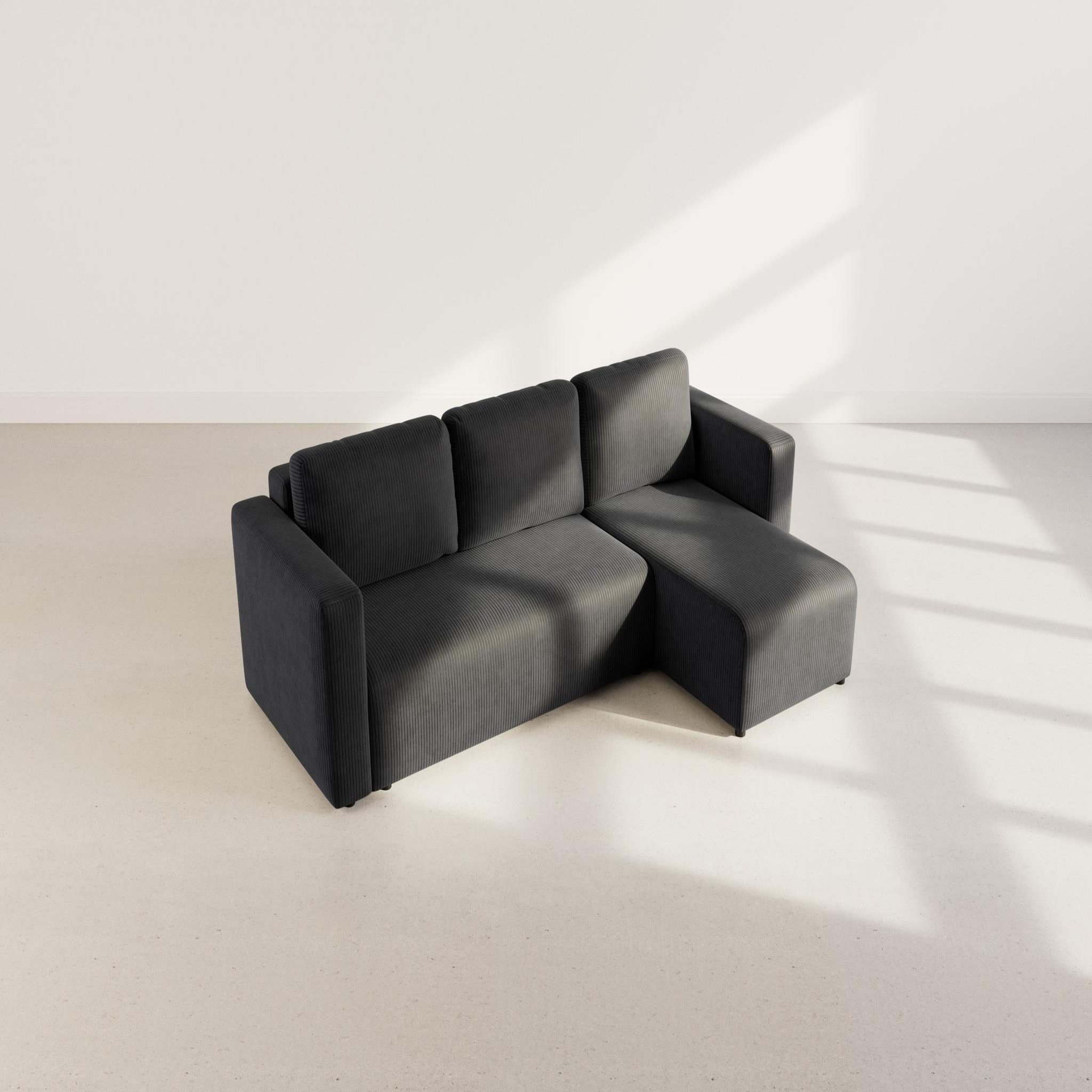 Voir la diapositive 6 : BEST MOBILIER Canopy - canapé d'angle réversible 4 places convertible avec coffre en velours côtelé