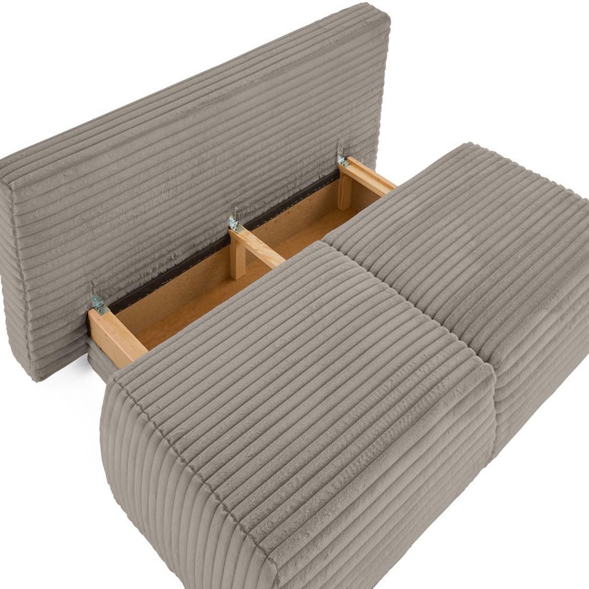 Voir la diapositive 3 : BEST MOBILIER Marvin - canapé 3 places convertible et coffre en fausse fourrure côtelée avec 2 coussins boule inclus