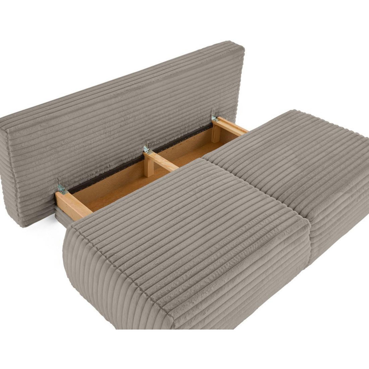 BEST MOBILIER Marvin - canapé 3 places convertible et coffre en fausse fourrure côtelée avec 2 coussins boule inclus