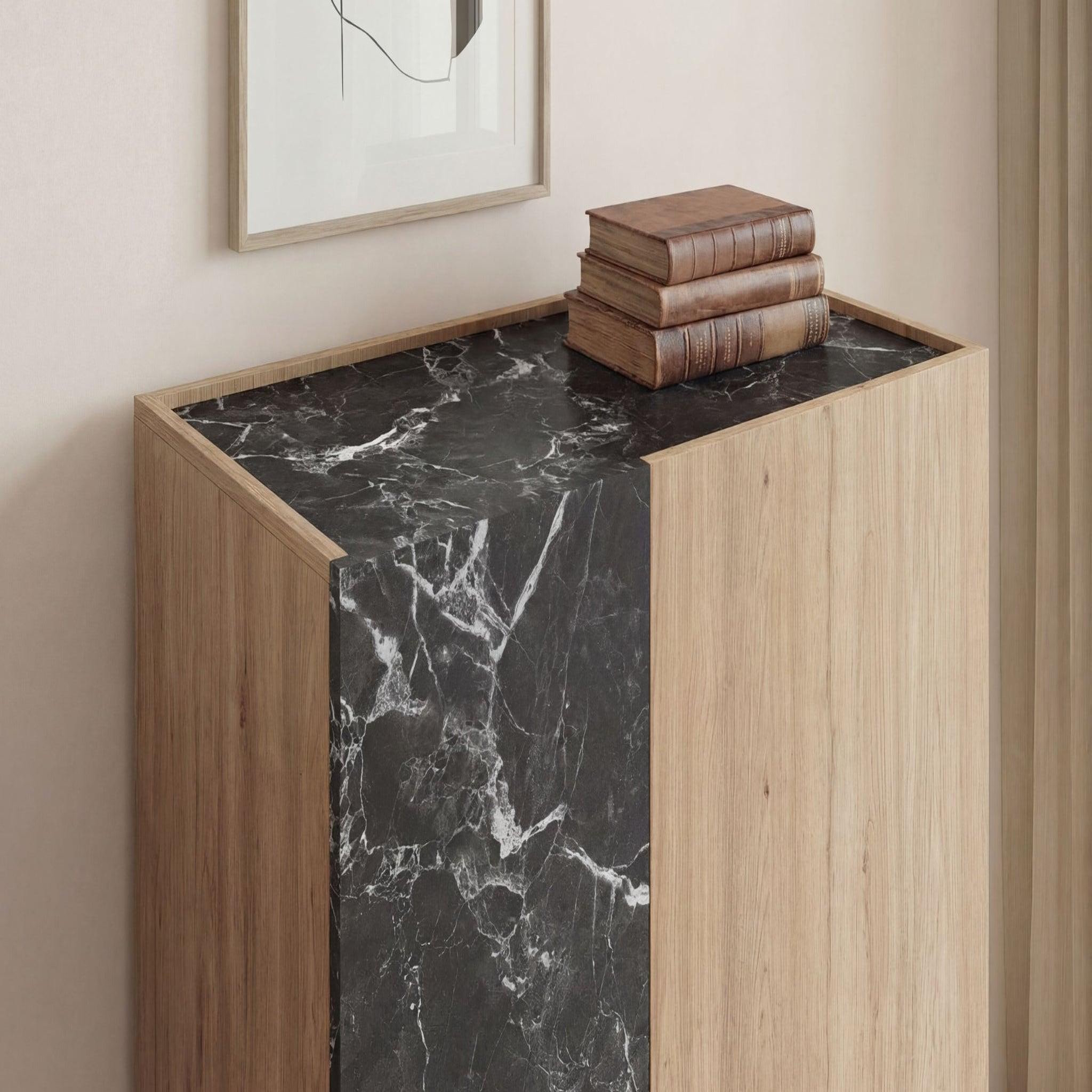 Voir la diapositive 6 : CASANOVA PARIS Auren - commode 2 portes 90cm en mélamine - chêne clair