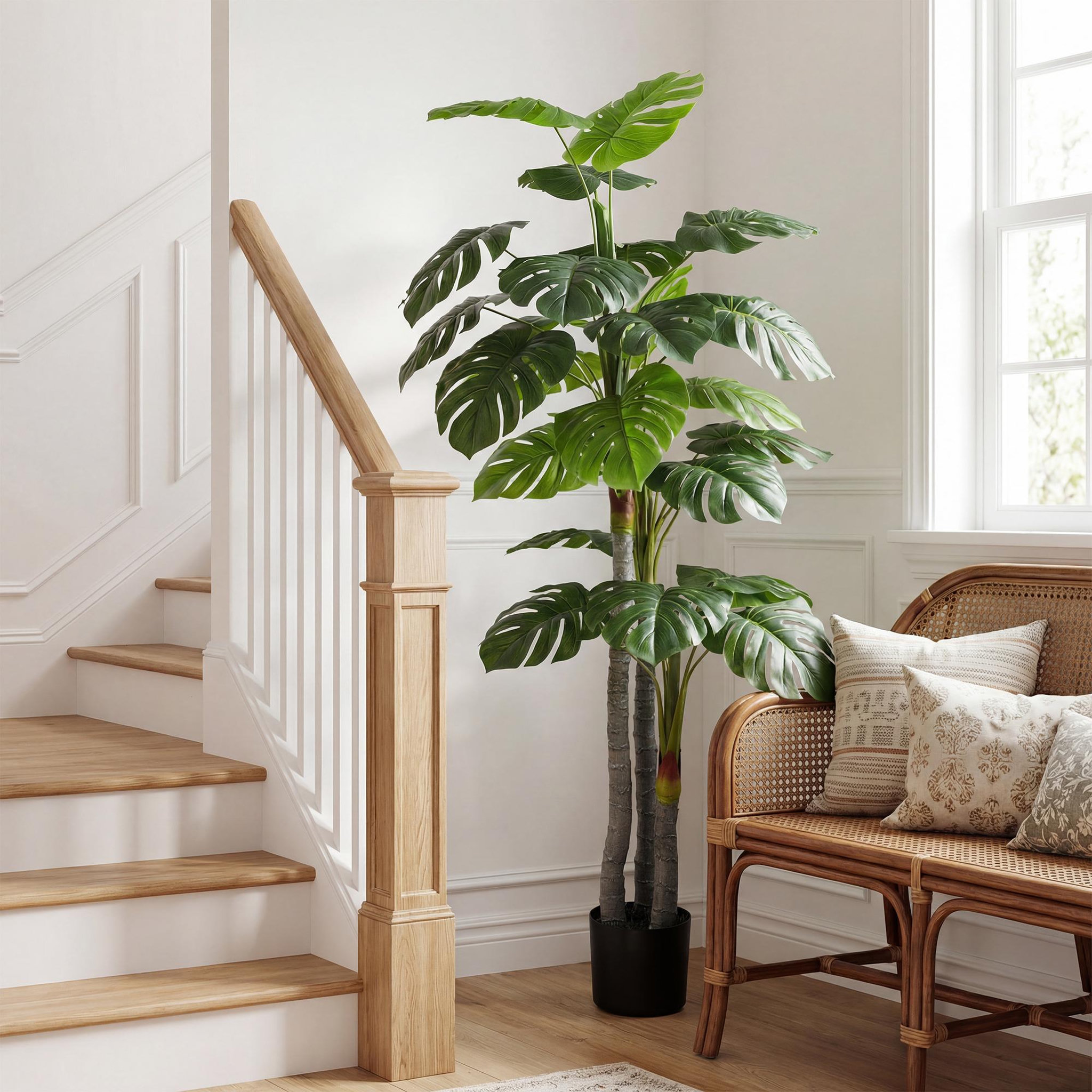 Voir la diapositive 2 : HOMCOM Arbre Monstera Artificiel 150 cm en Pot Décoration de Bureau ou Maison