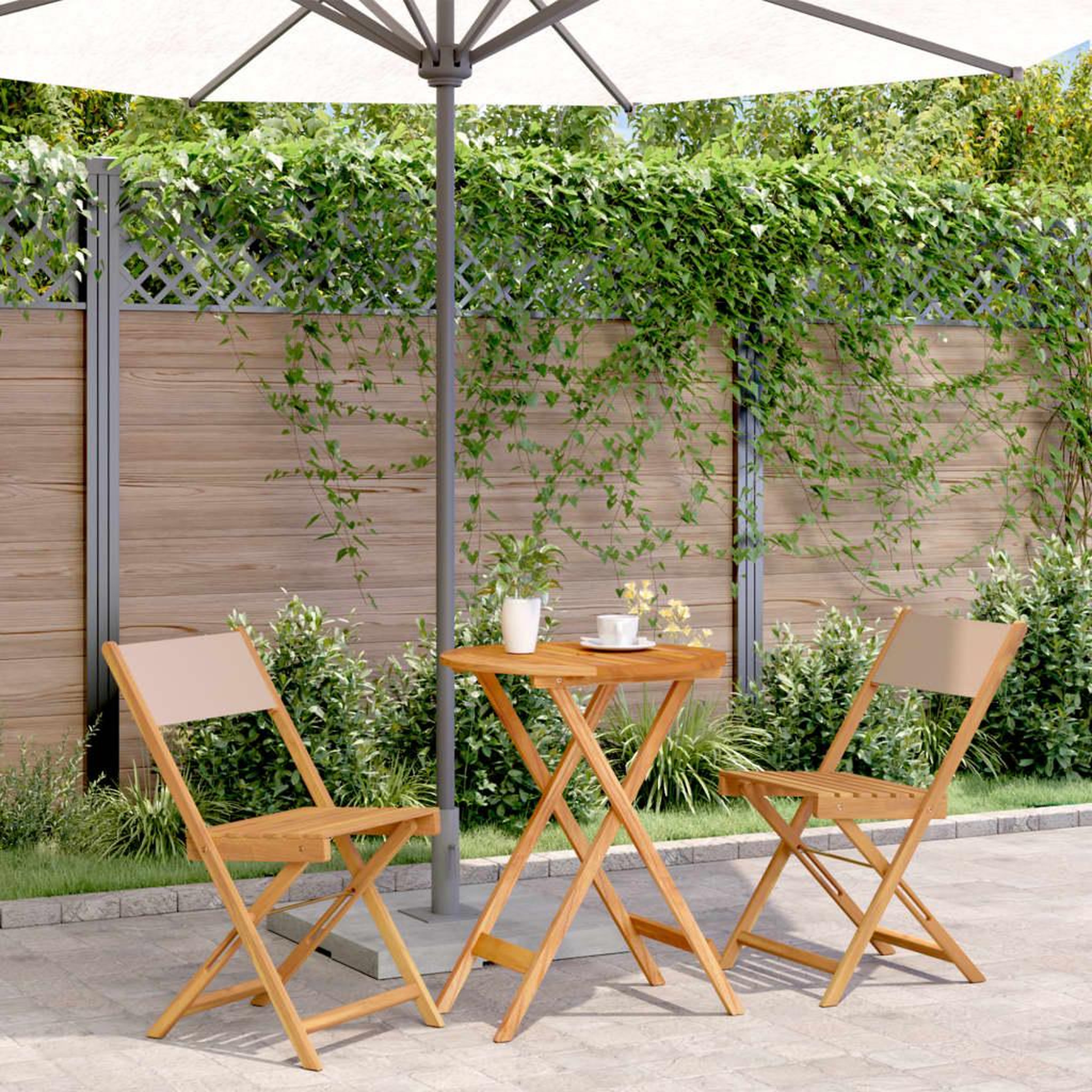 VIDAXL Ensemble de bistro 3 pcs taupe tissu et bois massif