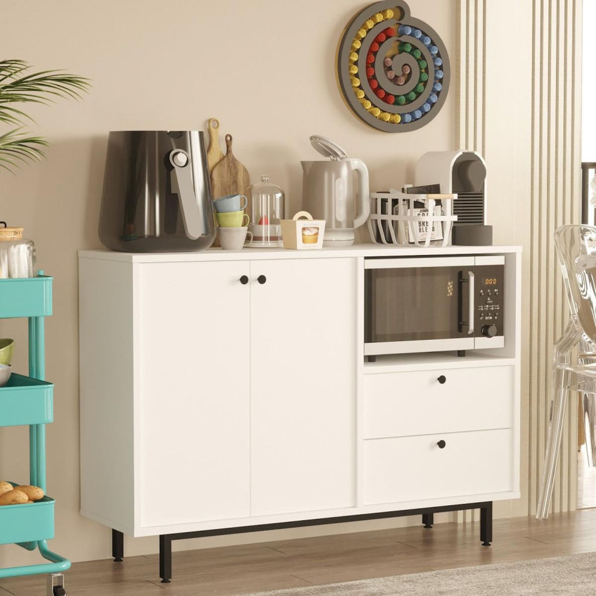 Paris Prix Buffet de Cuisine Bas  Kieth  120cm Blanc