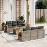 VIDAXL Salon de jardin avec coussins 7 pcs gris resine tressee