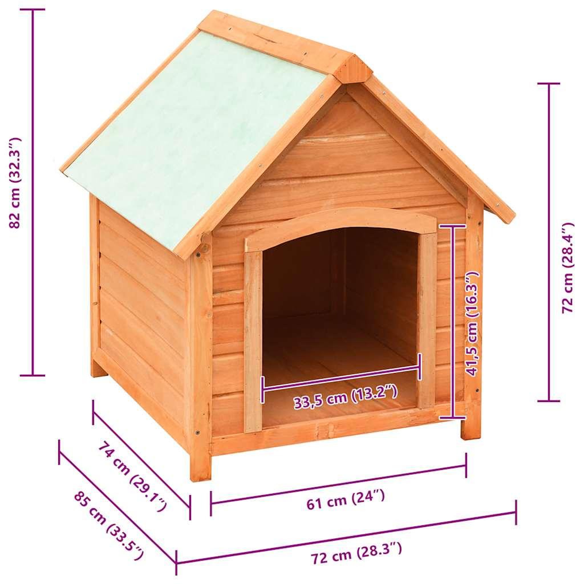 Voir la diapositive 6 : VIDAXL Niche pour chiens bois de pin et de sapin massif 72x85x82 cm