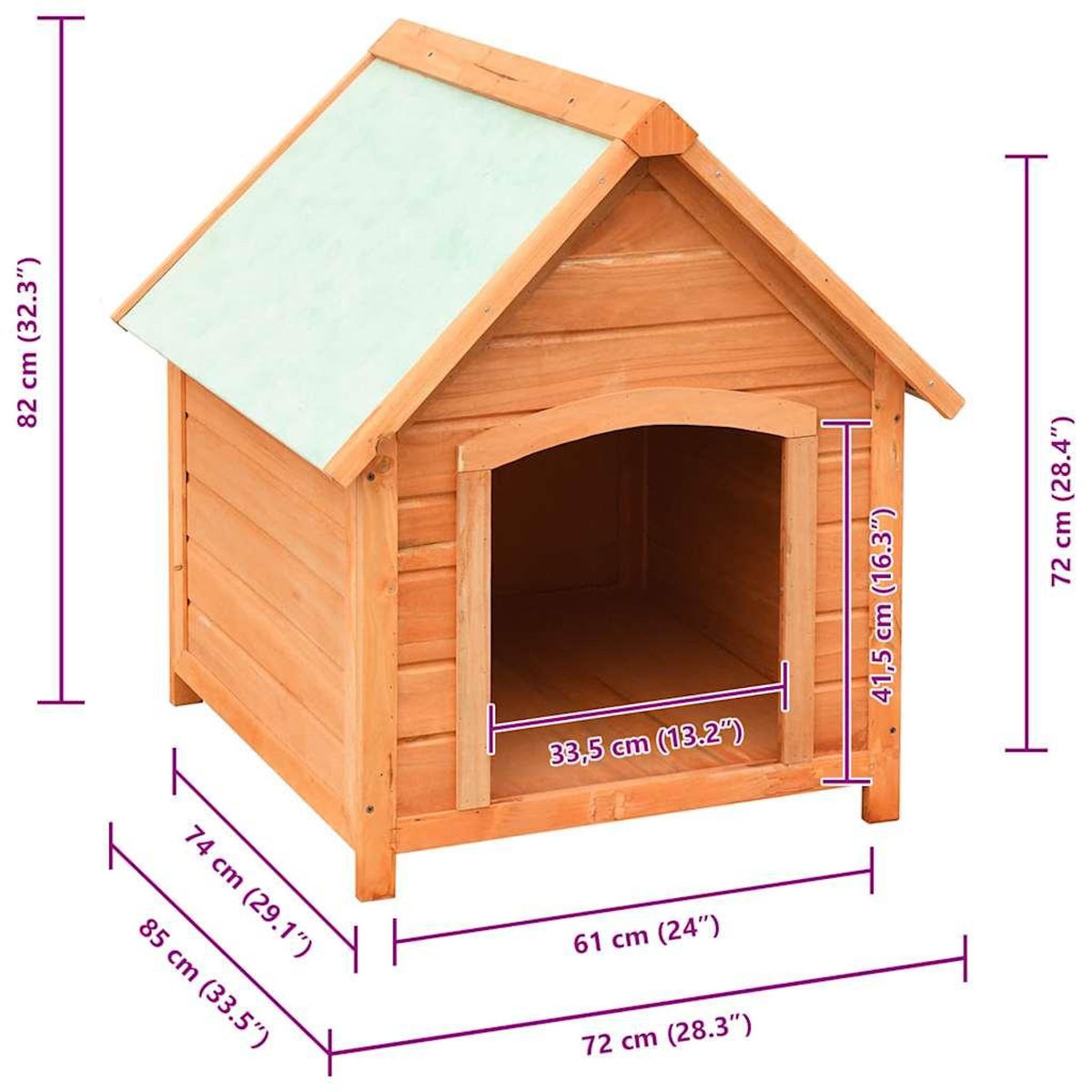 VIDAXL Niche pour chiens Bois de pin et de sapin massif 72x85x82 cm