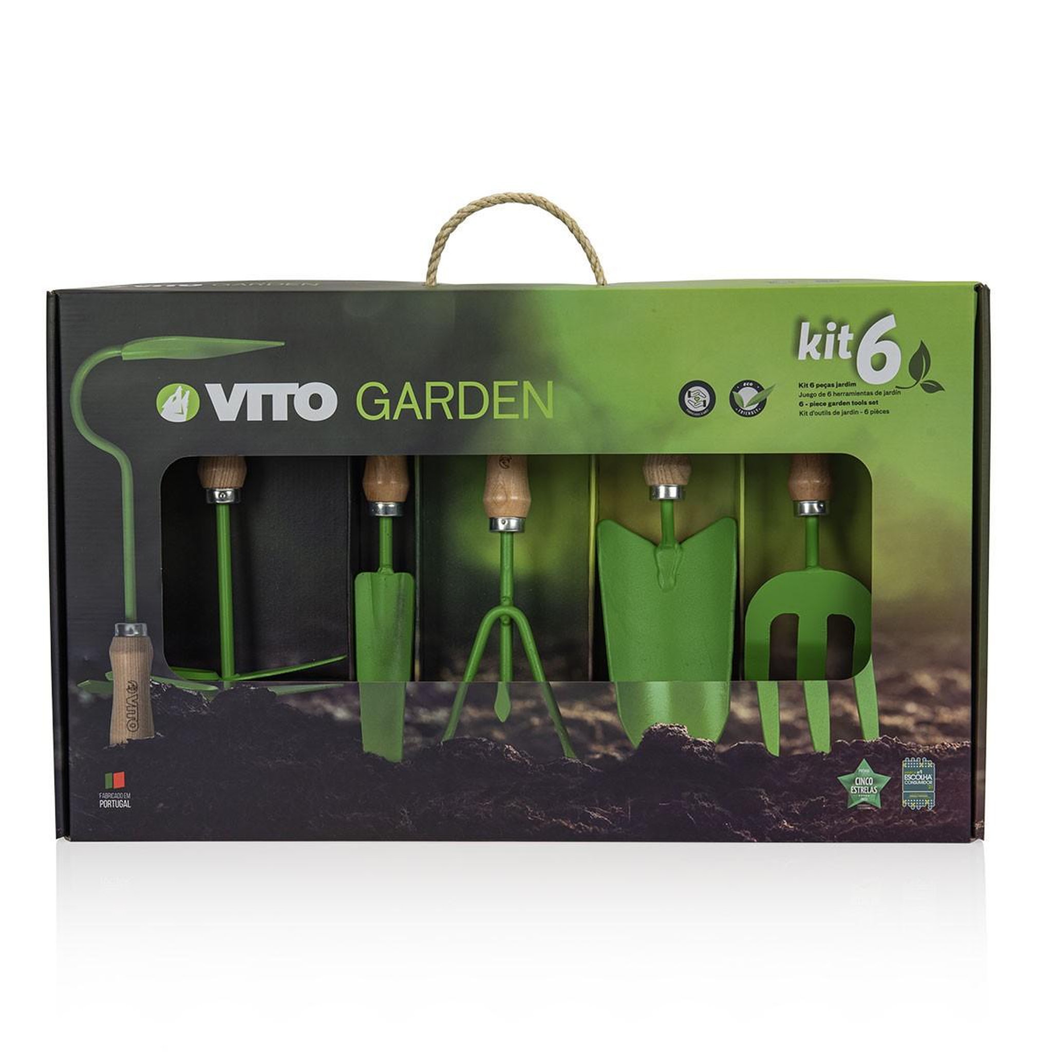 Voir la diapositive 3 : VITO Kit 6 outils de jardin kit jardinier acier s235 manche en bois de hêtre vito
