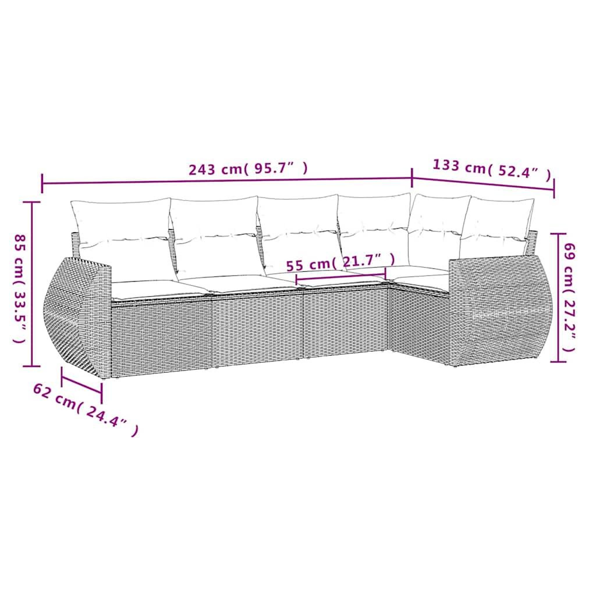 Voir la diapositive 6 : VIDAXL Salon de jardin 5 pcs avec coussins gris clair resine tressee