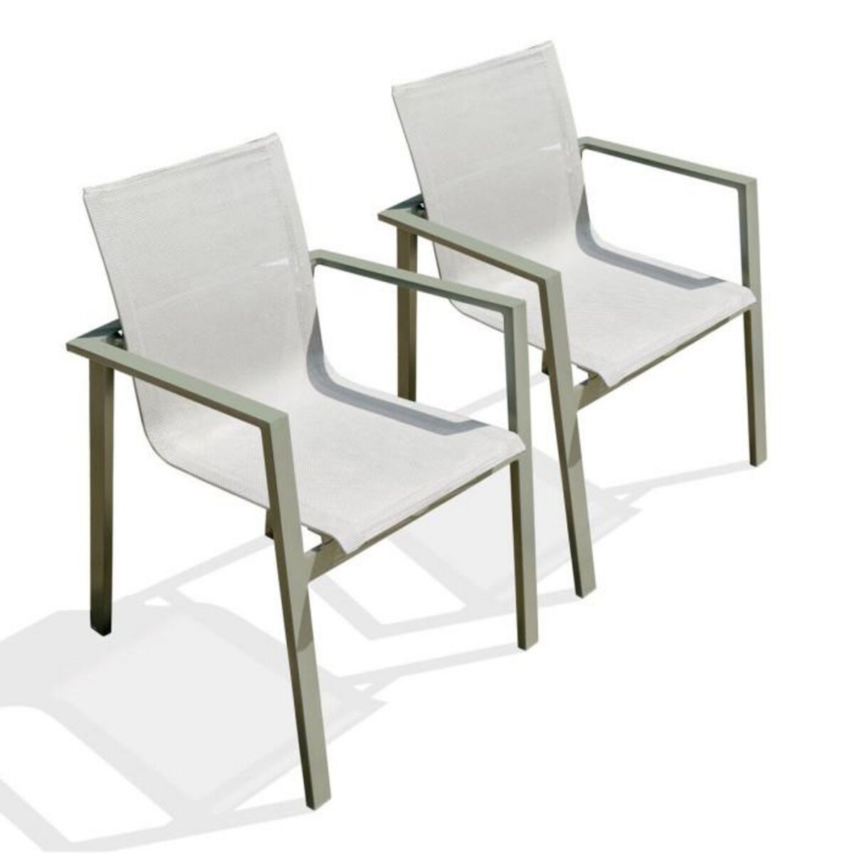 Paris Prix Lot de 2 Fauteuils de Jardin Empilables  Miami  84cm Kaki