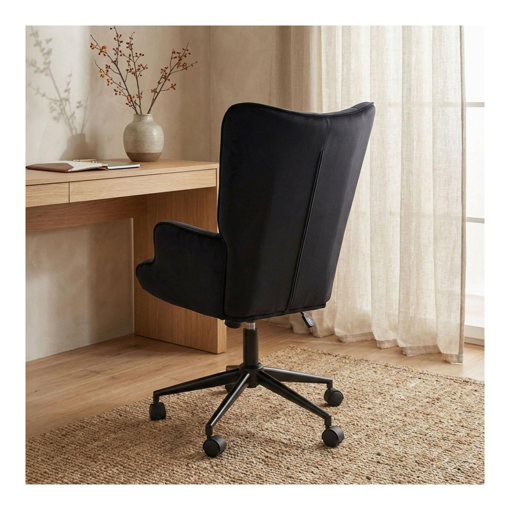 Voir la diapositive 5 : Paris Prix Fauteuil de bureau velours  verner  96cm noir